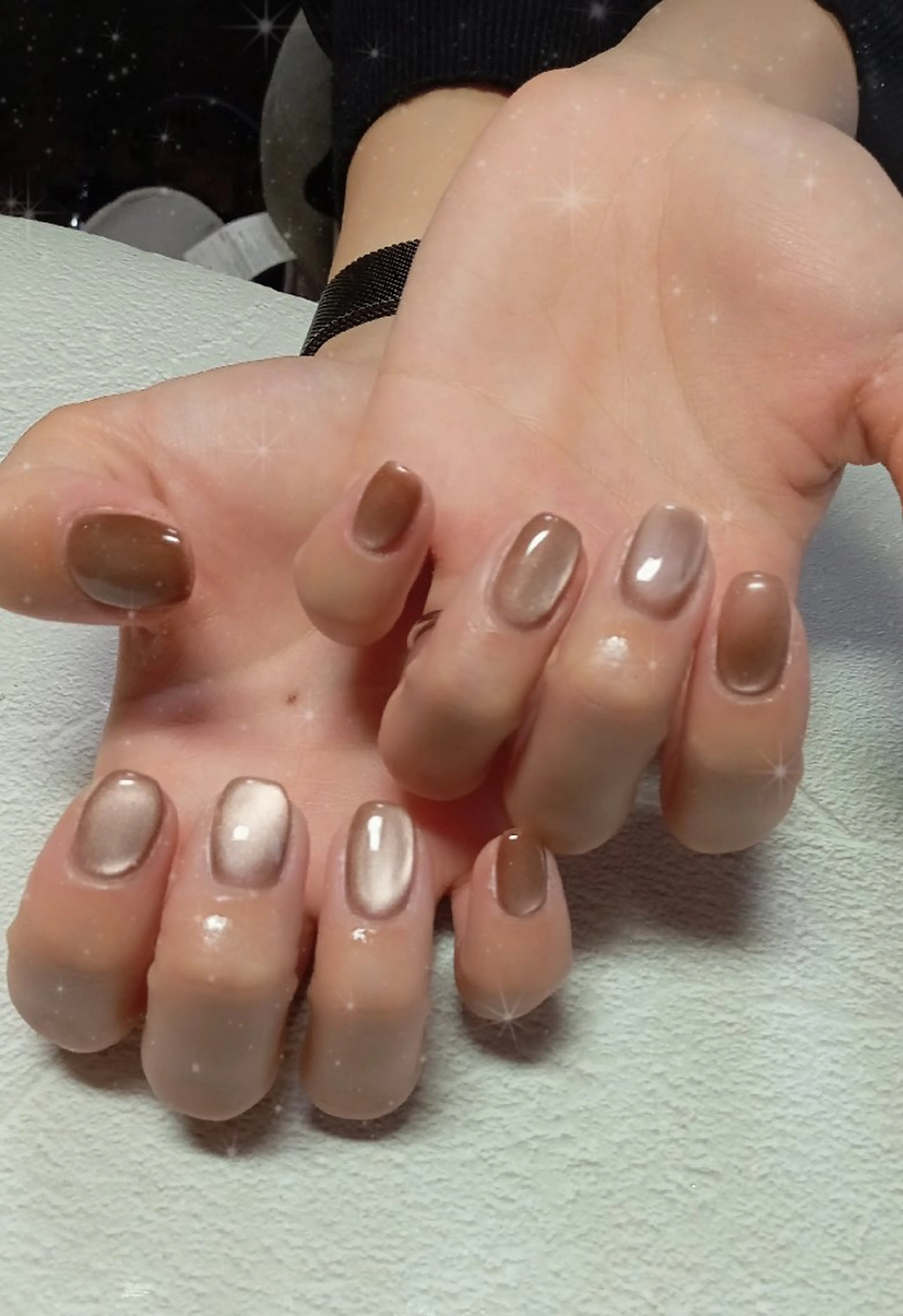 ネイル ハート キラキラネイル マグネットネイル ビー玉ネイル オフィスネイル ハンドネイル flure de neige yukiのネイルデザイン