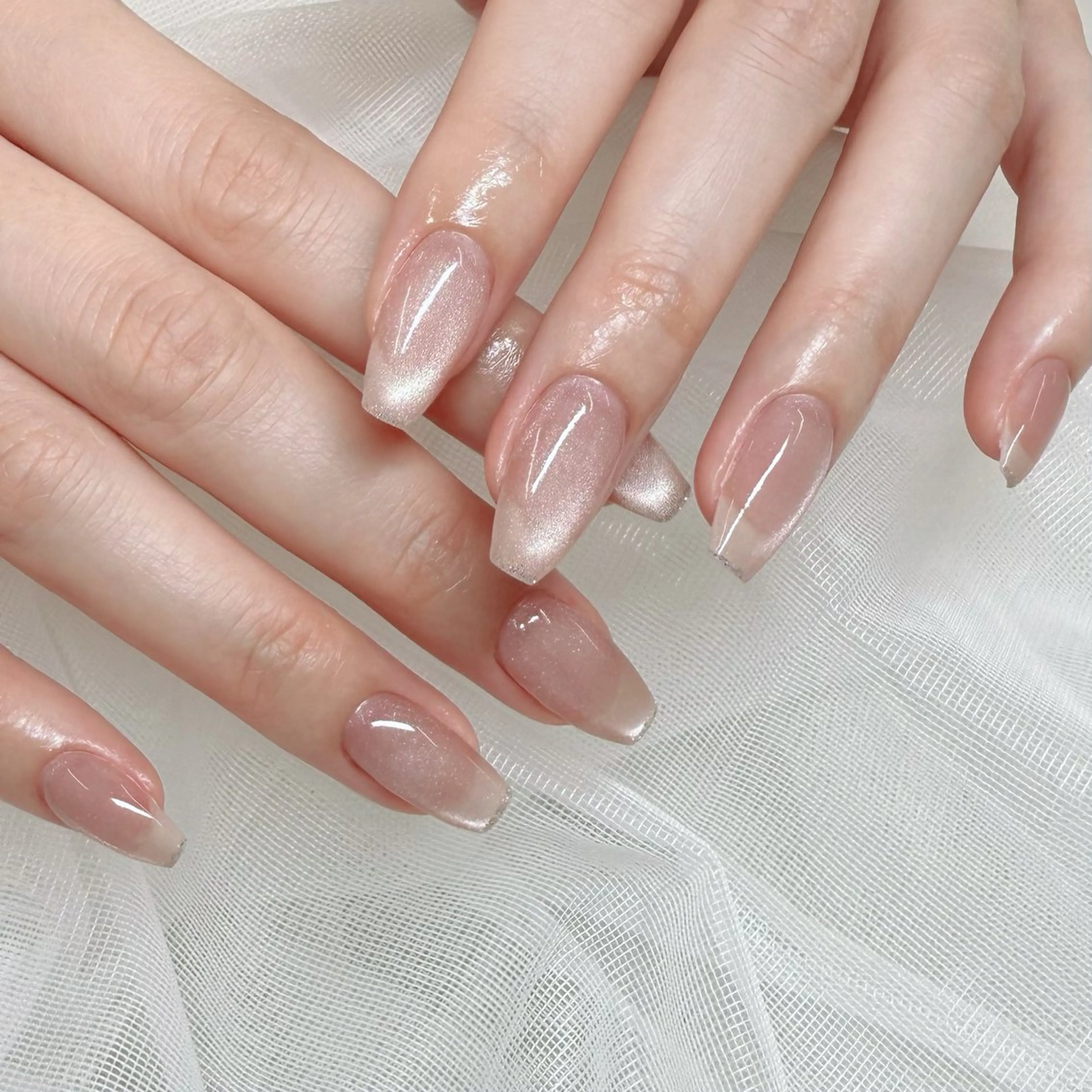 ネイル フレンチネイル ラメ(グリッター) マグネットネイル オフィスネイル ピンク Amie NAILのネイルデザイン