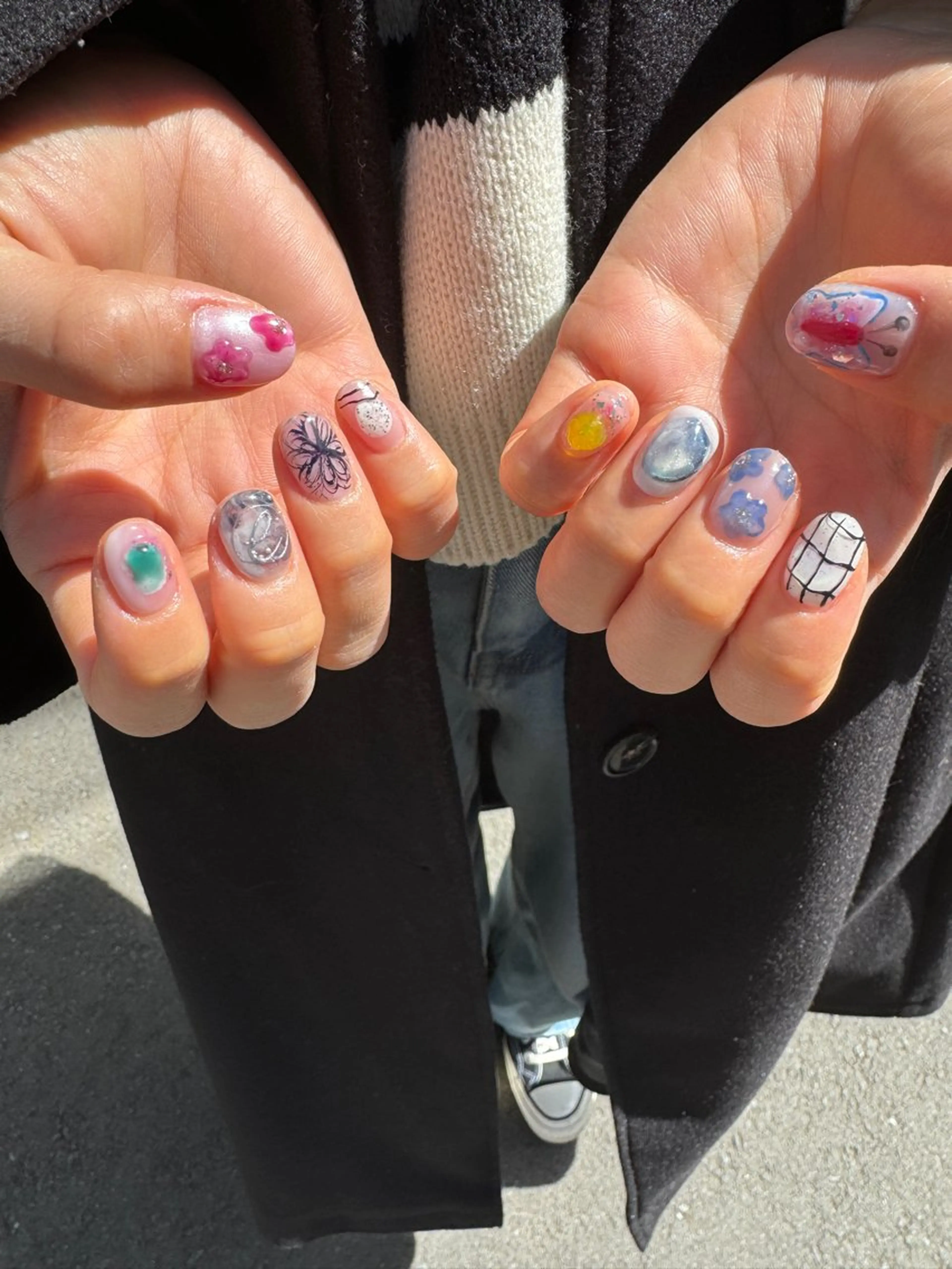 ネイル 入学式 フラッシュネイル フレンチネイル 卒業式 ミラーネイル MH_ Nailのネイルデザイン