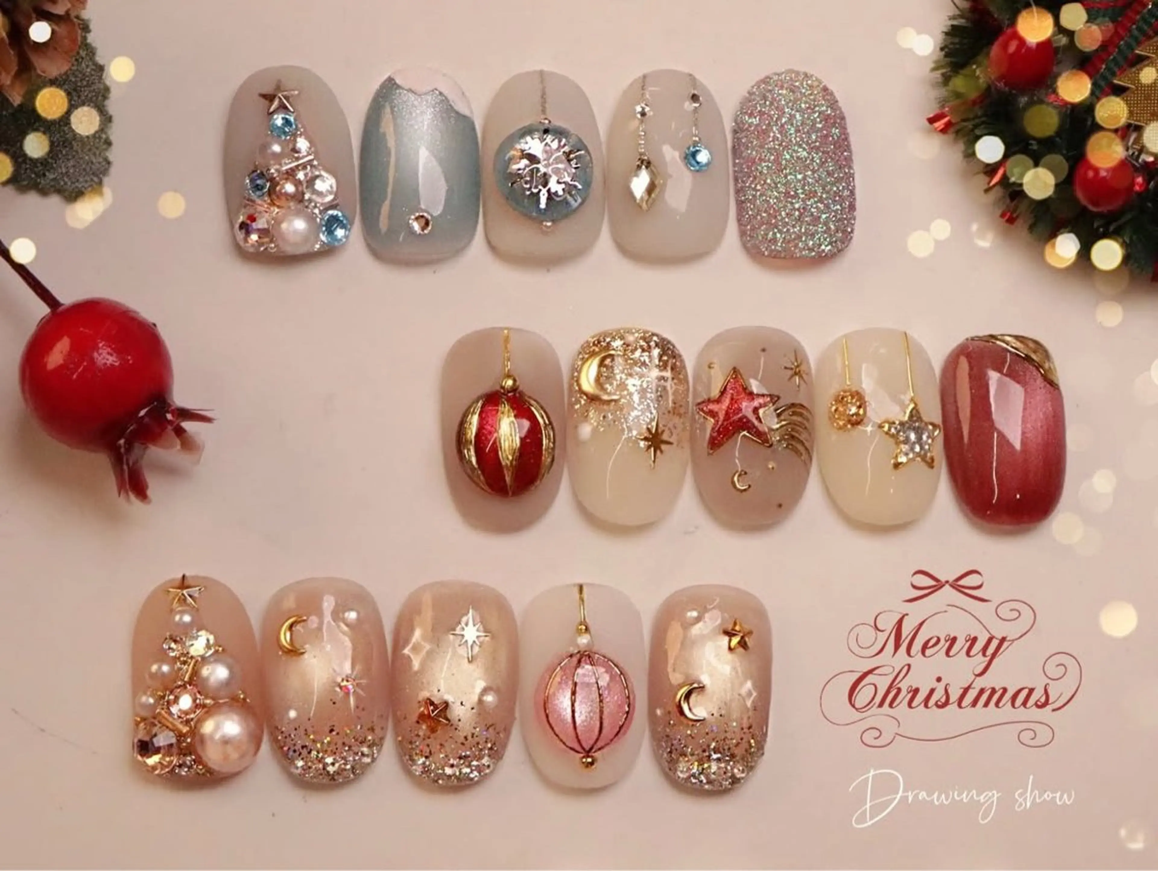 ネイル 冬ネイル クリスマス ハンドネイル Roger 舞のネイルデザイン