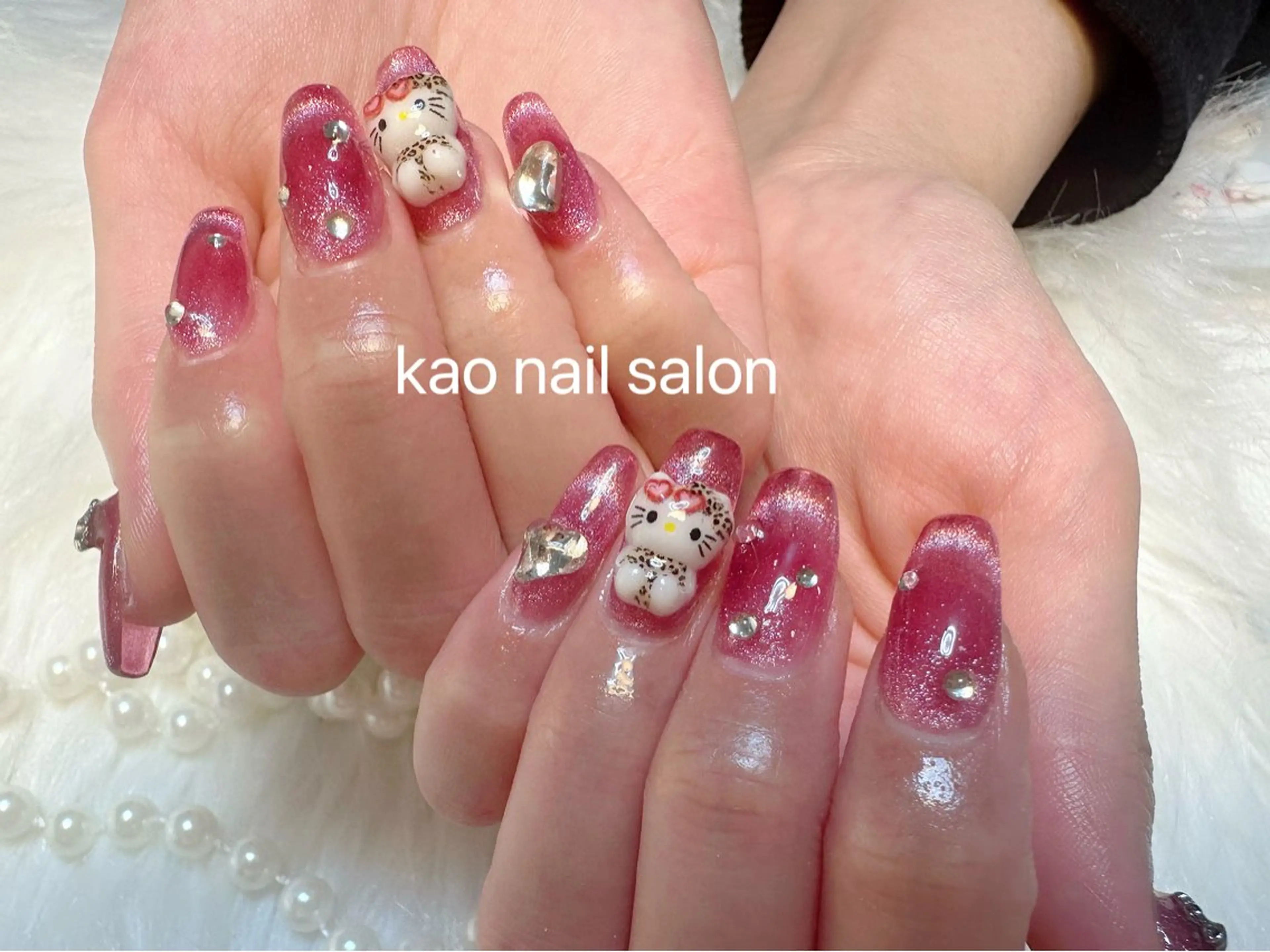 ネイル チークネイル 長さ出し フレンチネイル ジェルネイル ガラスフレンチ ハンドネイル kao nail マグネット/長さだしのネイルデザイン