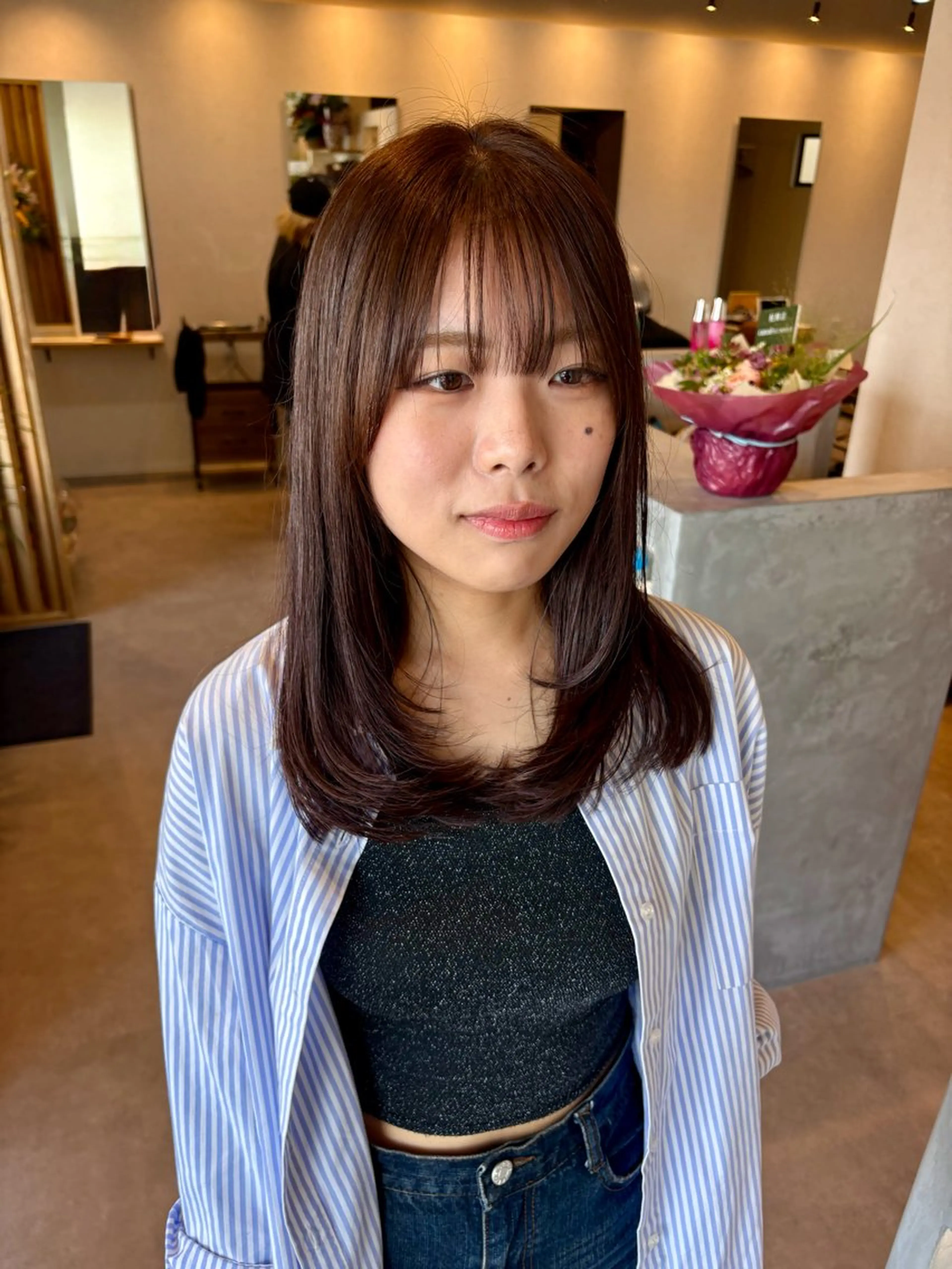 ミディアム カラー カット ヘアカラー トリートメント 田部 勇斗のヘアスタイル