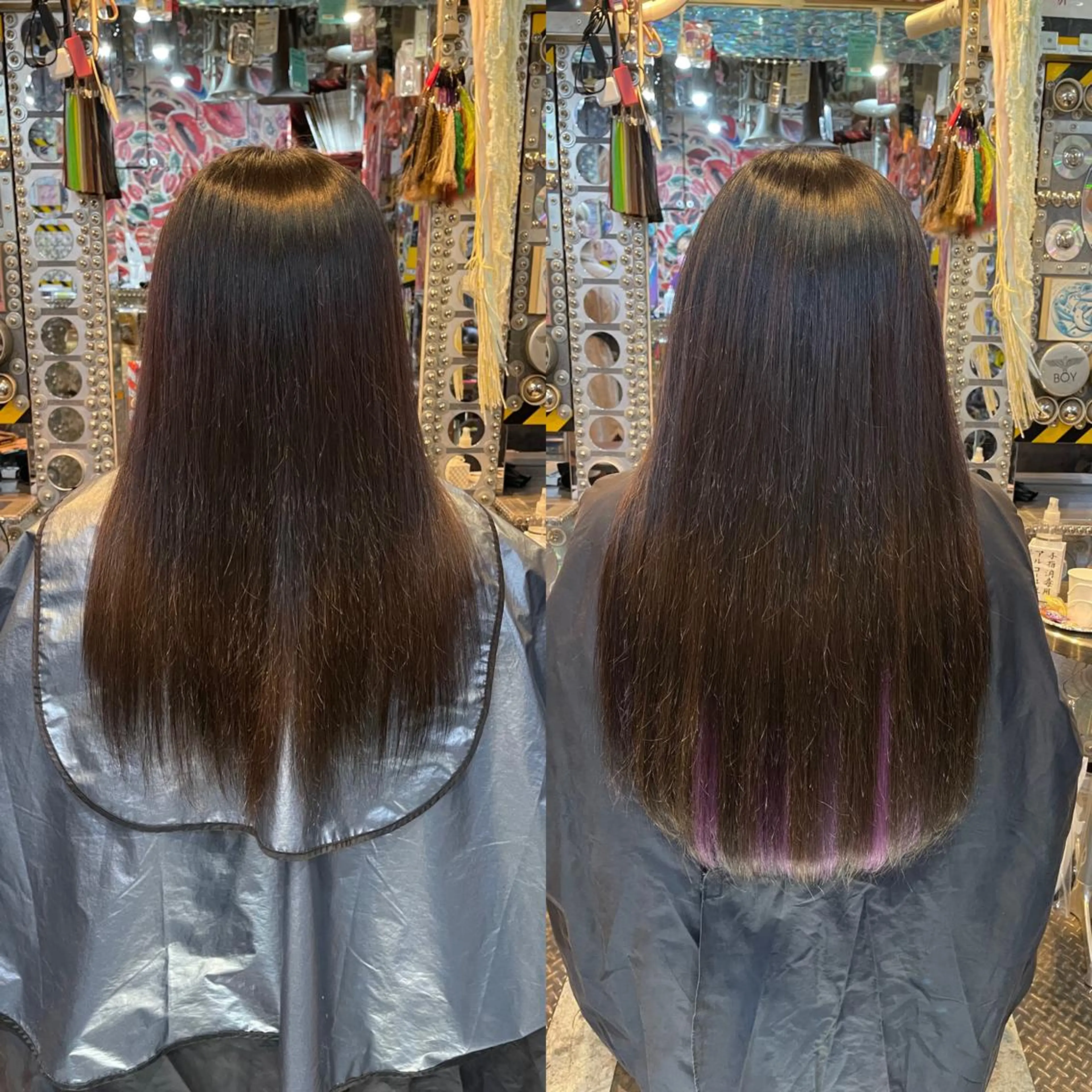 ロング カラー ヘアアレンジ 編み込みエクステ インナーカラー エクステ ロング 🌈派手髪エクステ ブレイズ🌈ひろとのヘアスタイル