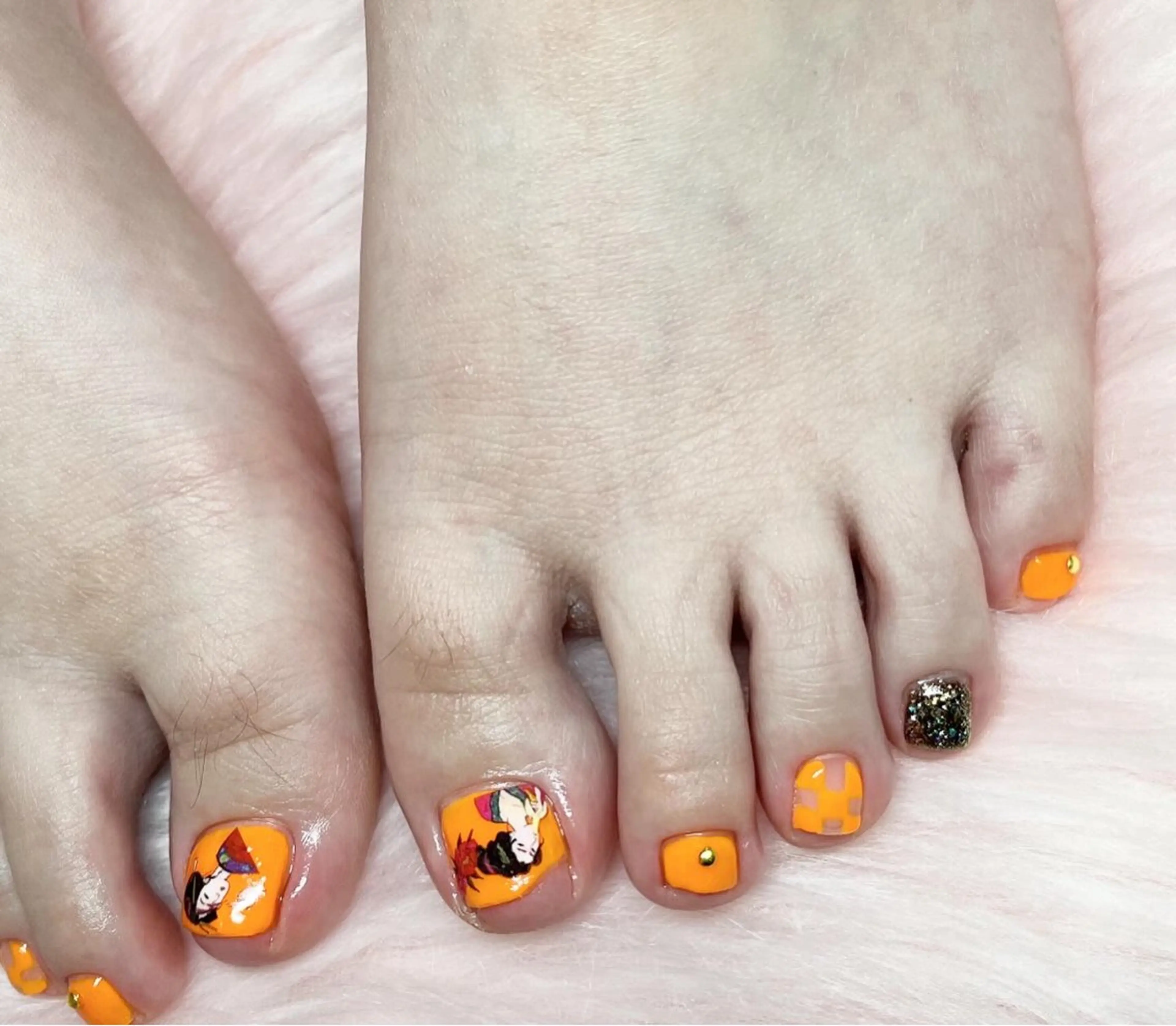 ネイル オレンジ ネイルサロン flatのネイルデザイン
