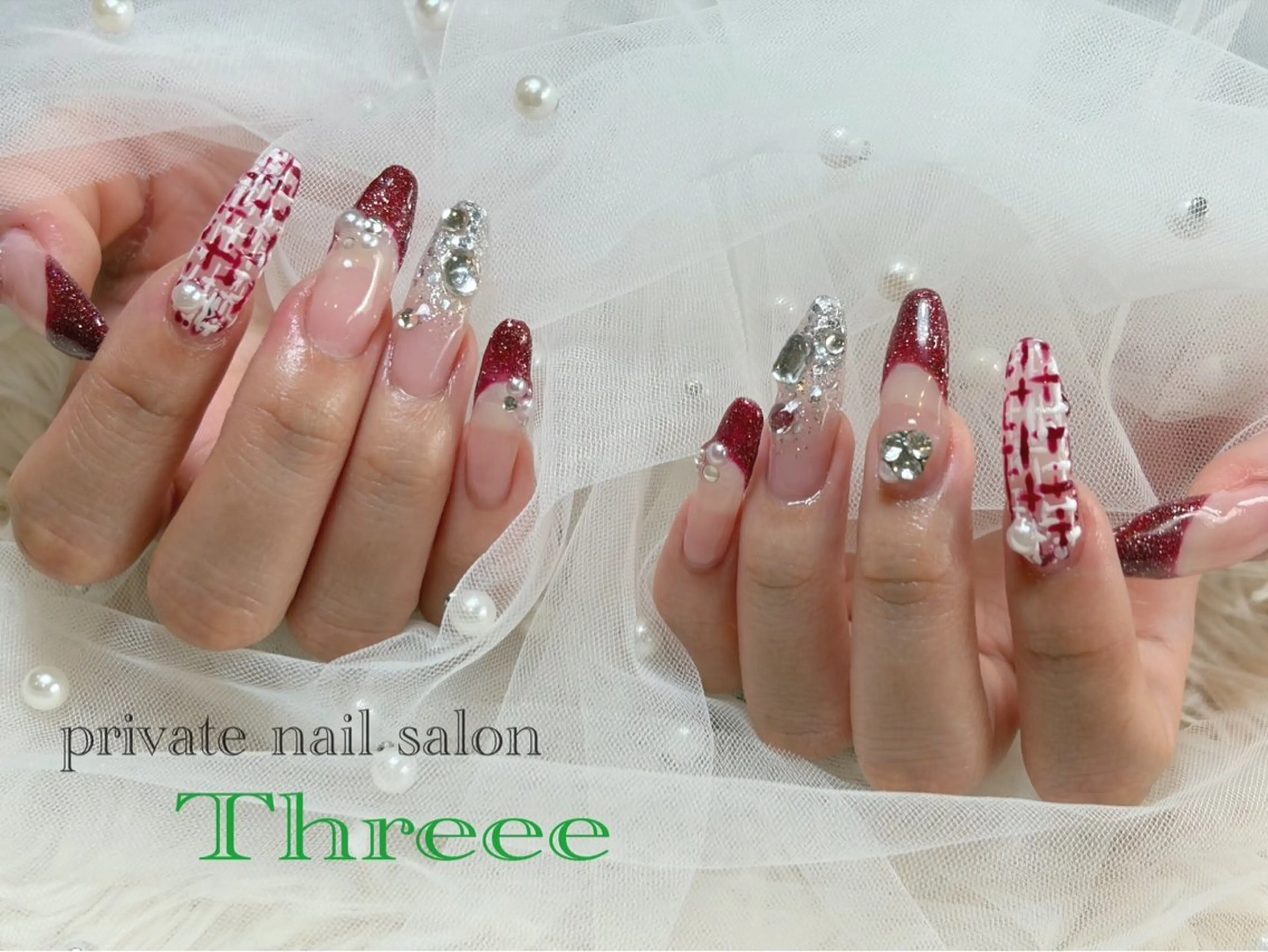 ネイル 長さ出し 冬ネイル ハンドネイル Nail salon - Threee　-のネイルデザイン