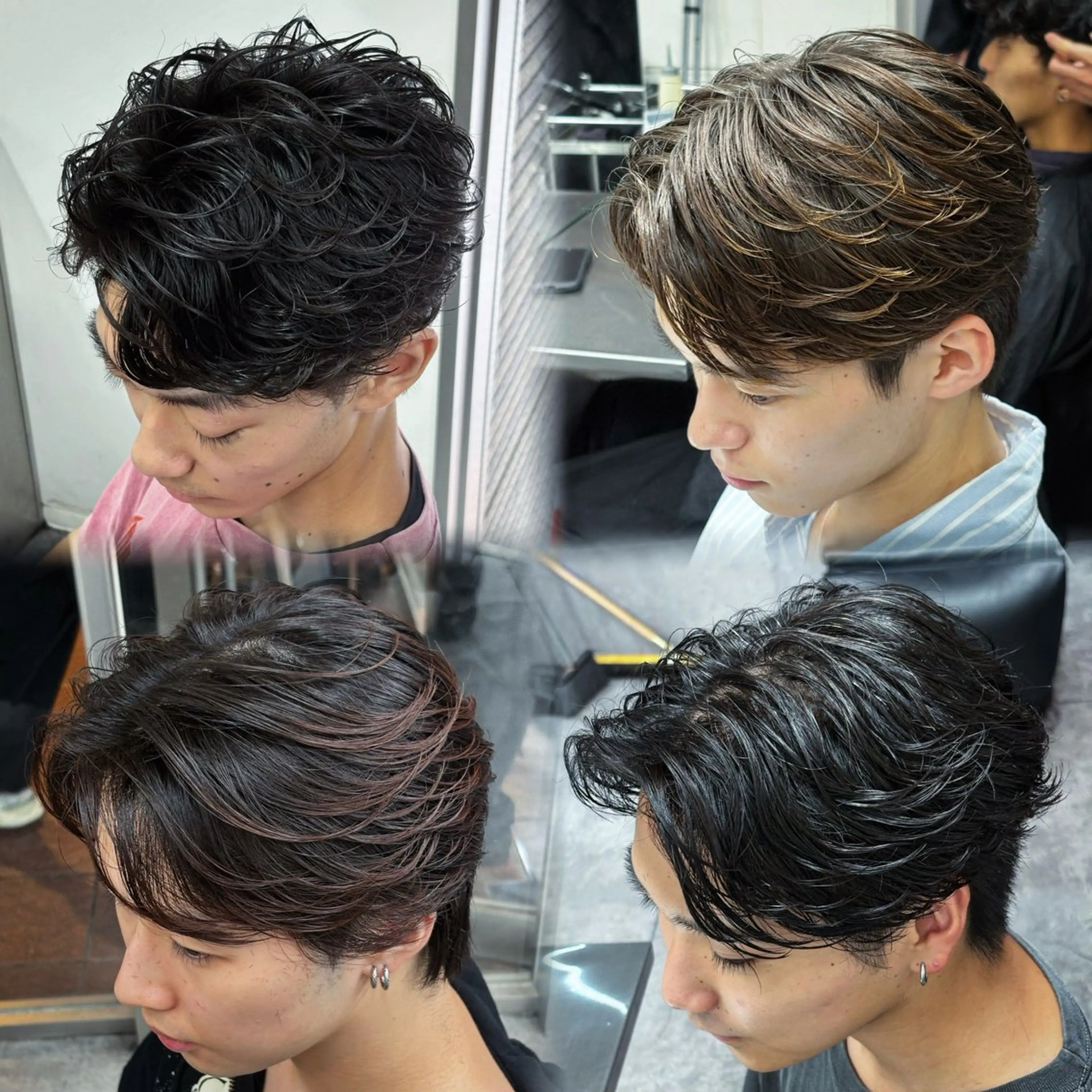 ミディアム カラー パーマ メンズ カット パーマ トリートメント ヘアセット メンズパーマ特化 🔥韓国ヘア職人🔥のヘアスタイル