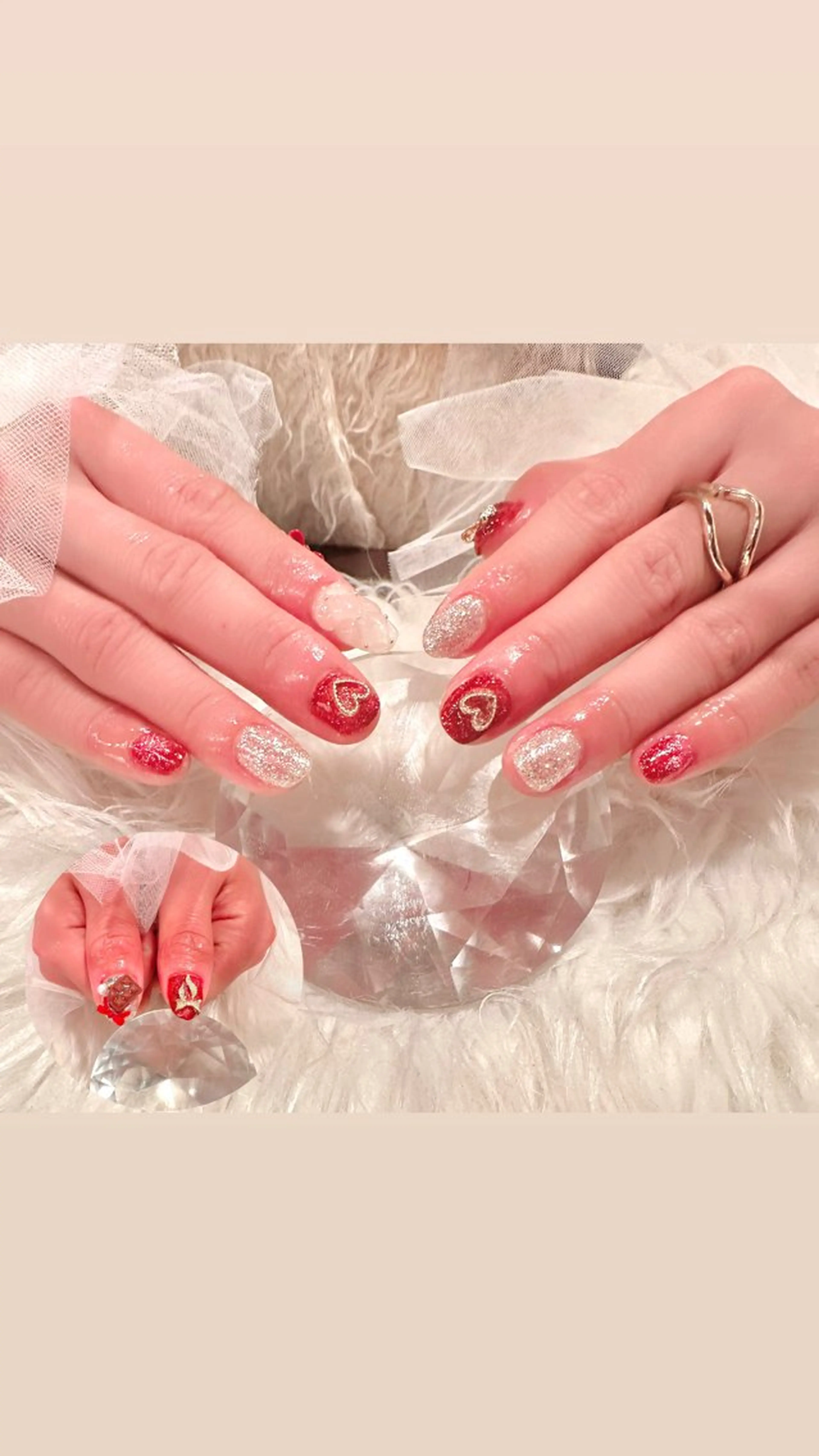 ネイル 持ち込み バレンタイン ハンドネイル untitled Mariのネイルデザイン