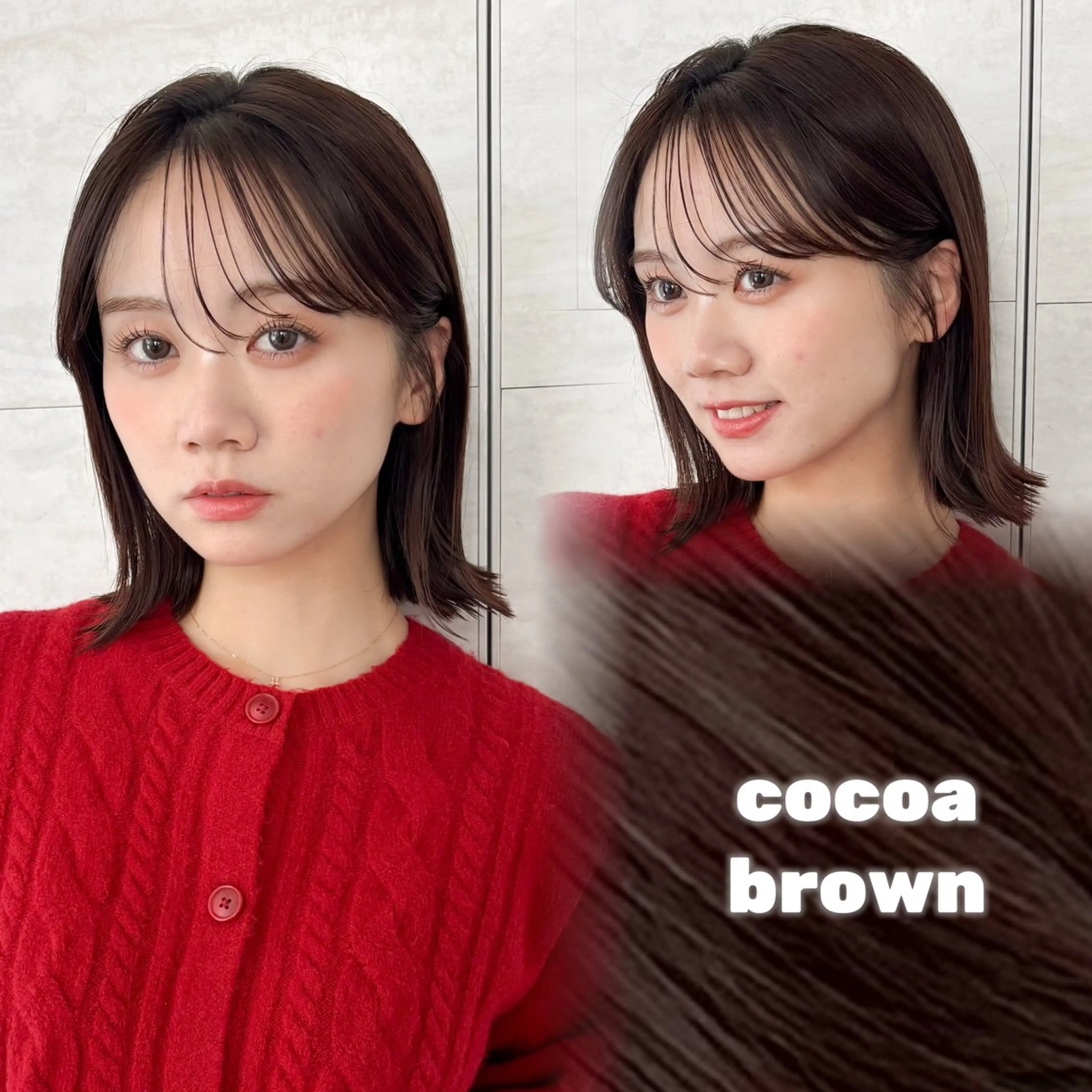 ミディアム カット ヘアカラー トリートメント 💖ボブ/髪質改善 顔周りレイヤー/ユイのヘアスタイル