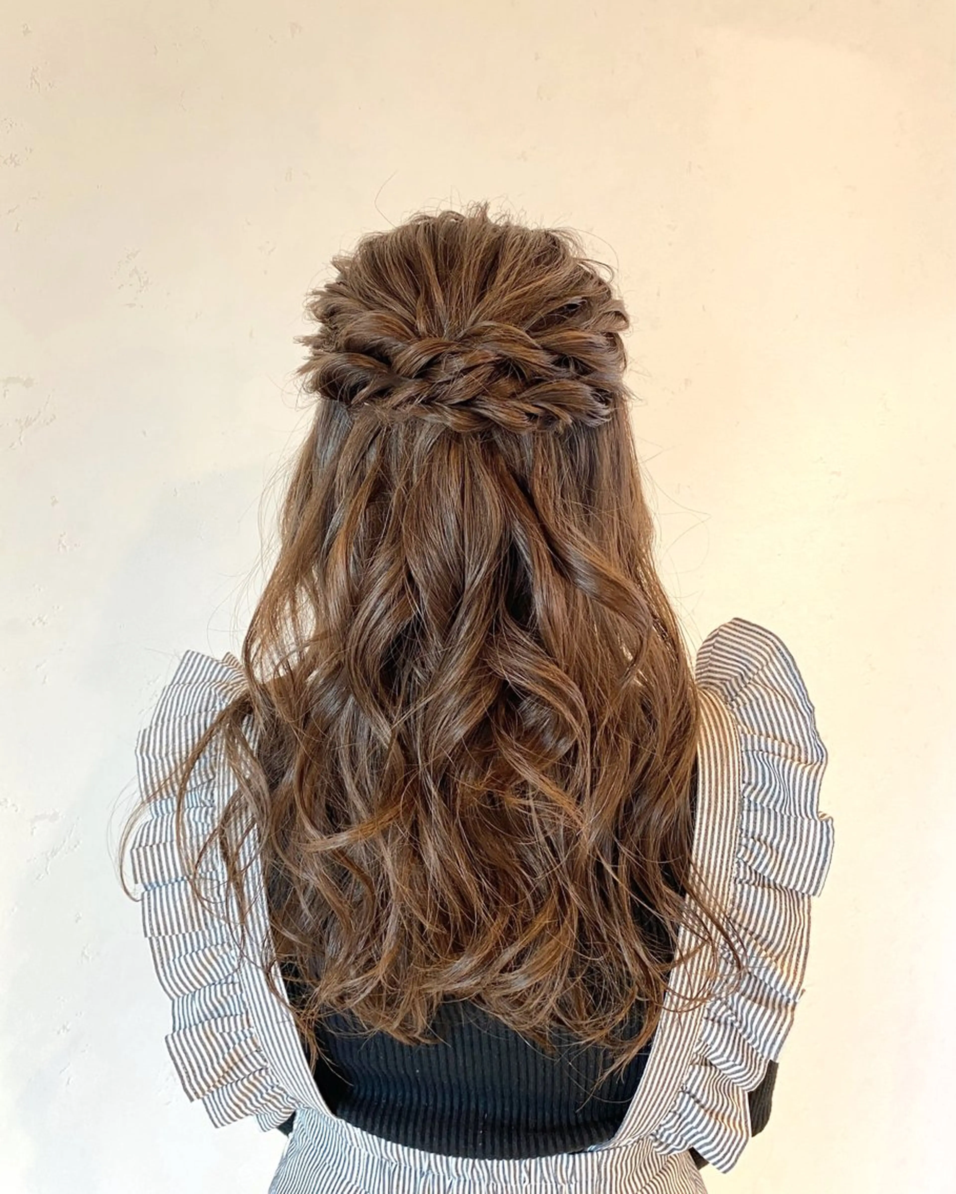 ヘアアレンジ ハーフアップ ヘアセット ブリーチなしWカラー /酸性ストレート河本のヘアスタイル