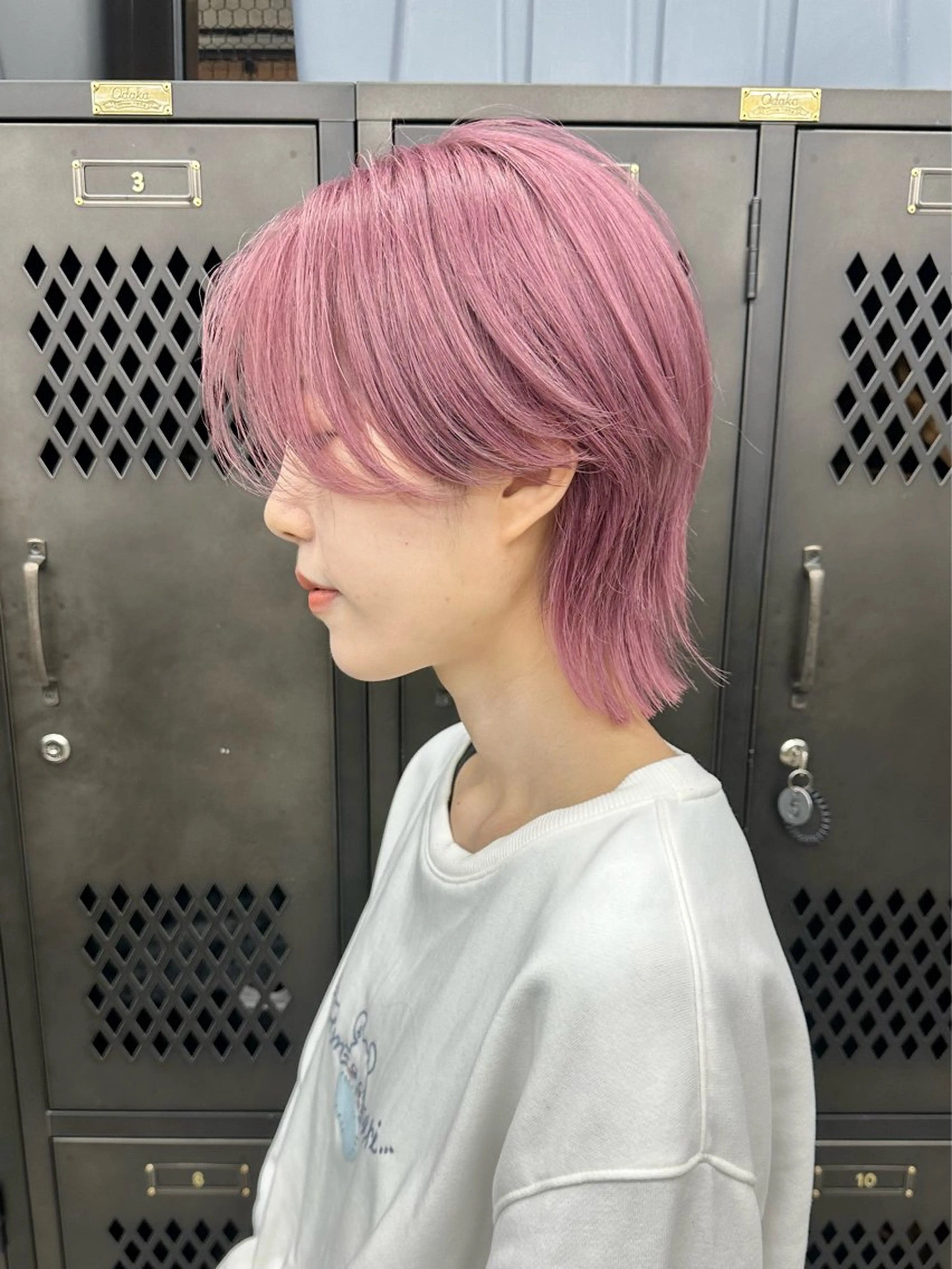 ショート カラー メンズ メンズウルフカット ピンクカラー ウルフカット ヘアカラー トリートメント メンズ特化 🦋KANOKO🦋のヘアスタイル
