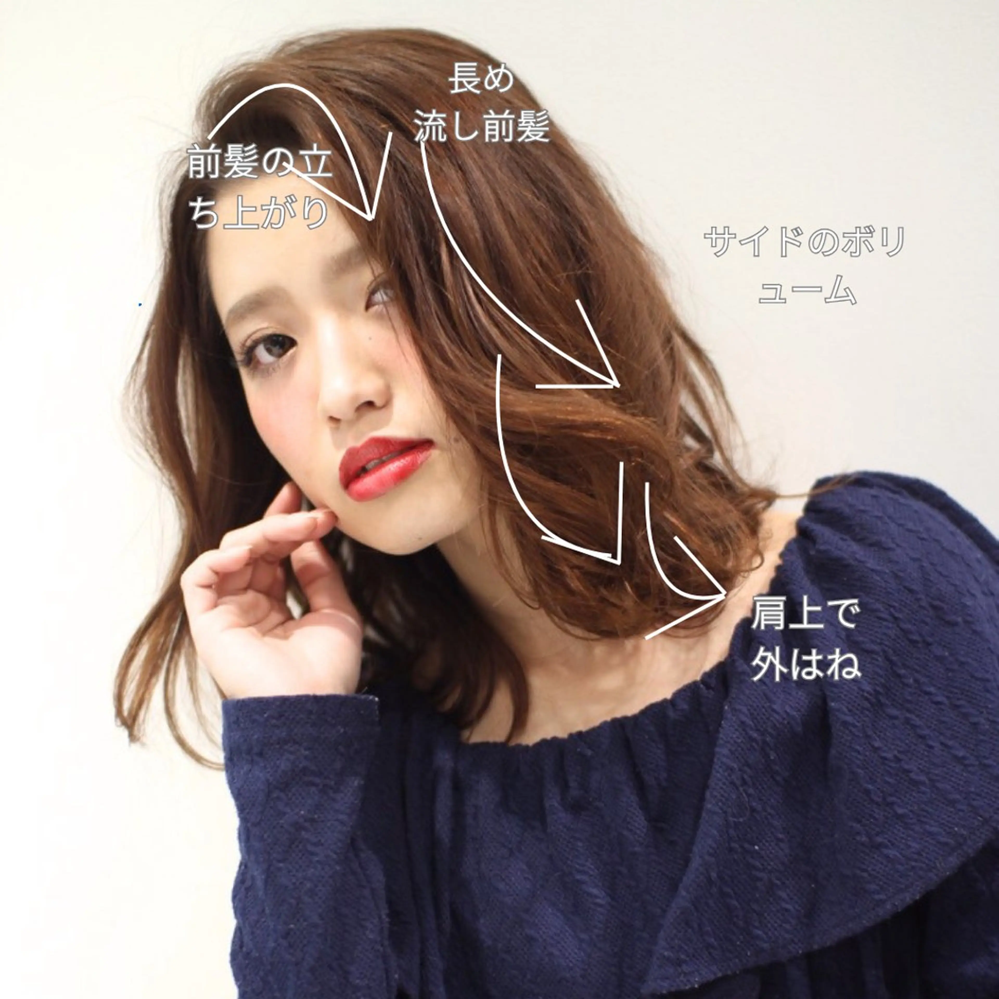 ミディアム チョコレートブラウン 外ハネヘア カット ヘアカラー Endearing 銀座/レイヤーカットのヘアスタイル