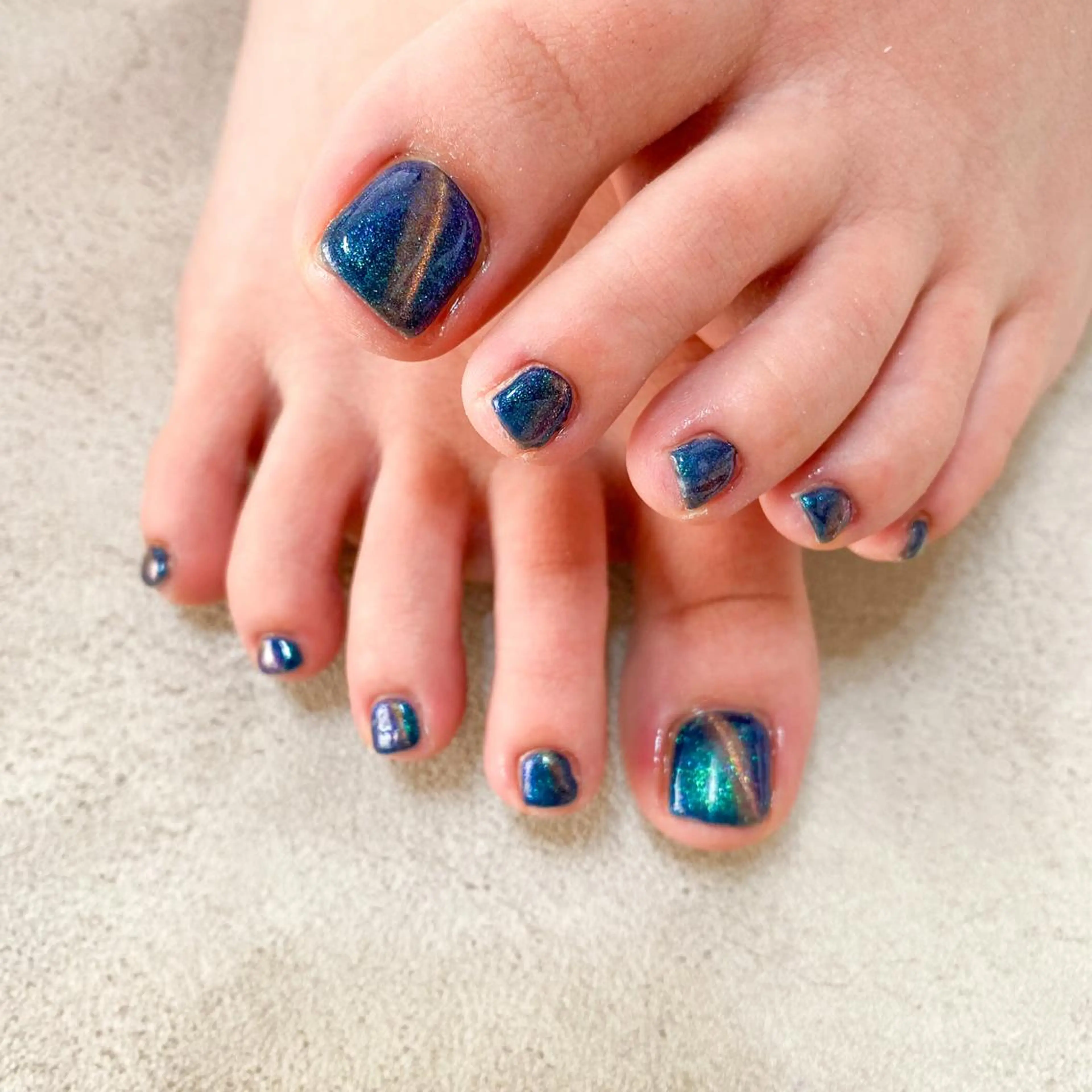 ネイル フットネイル ゴテゴテ💙ワンホン リオナのネイルデザイン