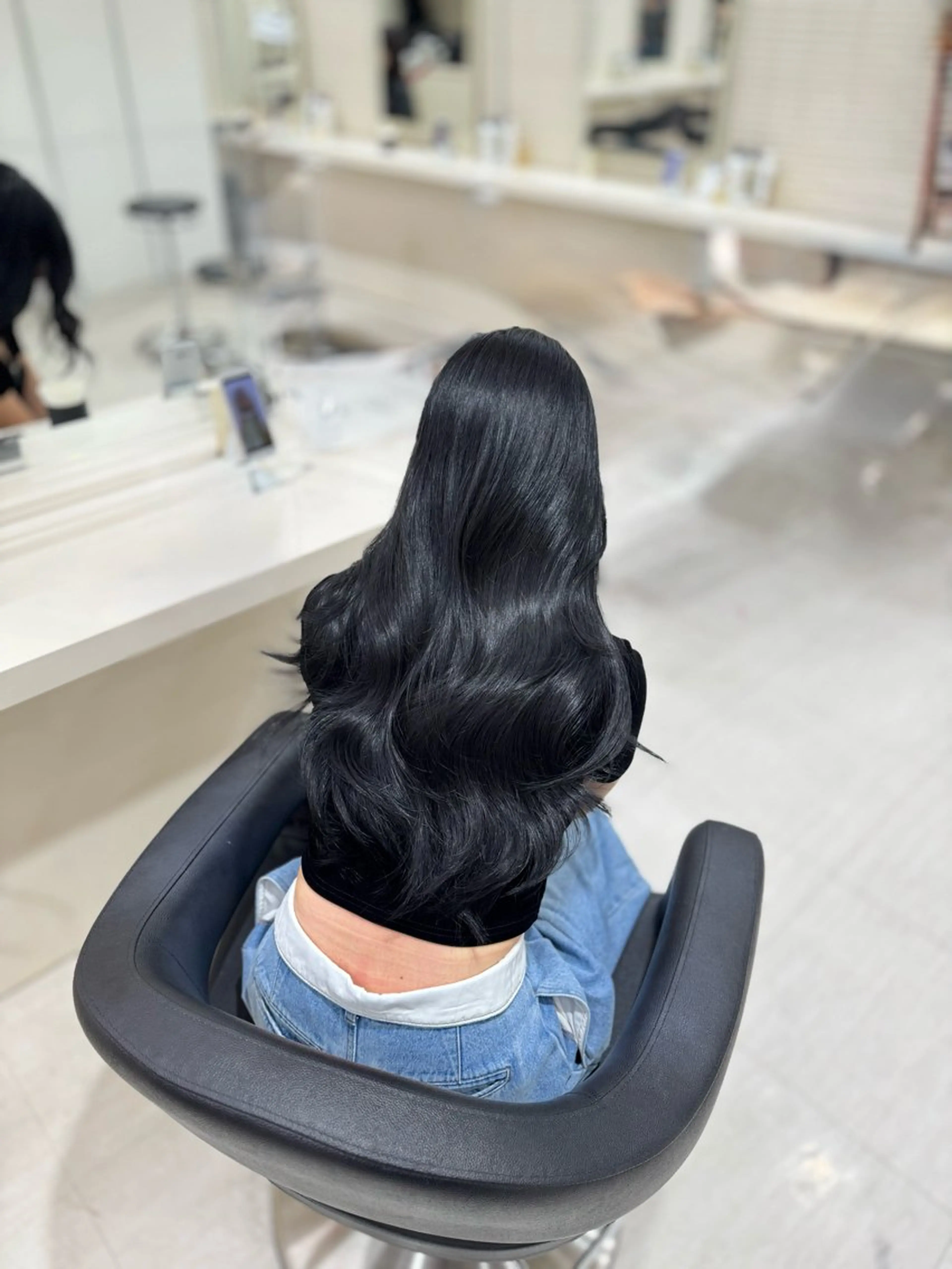 ロング 髪質改善 カット ヘアカラー トリートメント 縮毛矯正× ブルーブラック/池袋のヘアスタイル