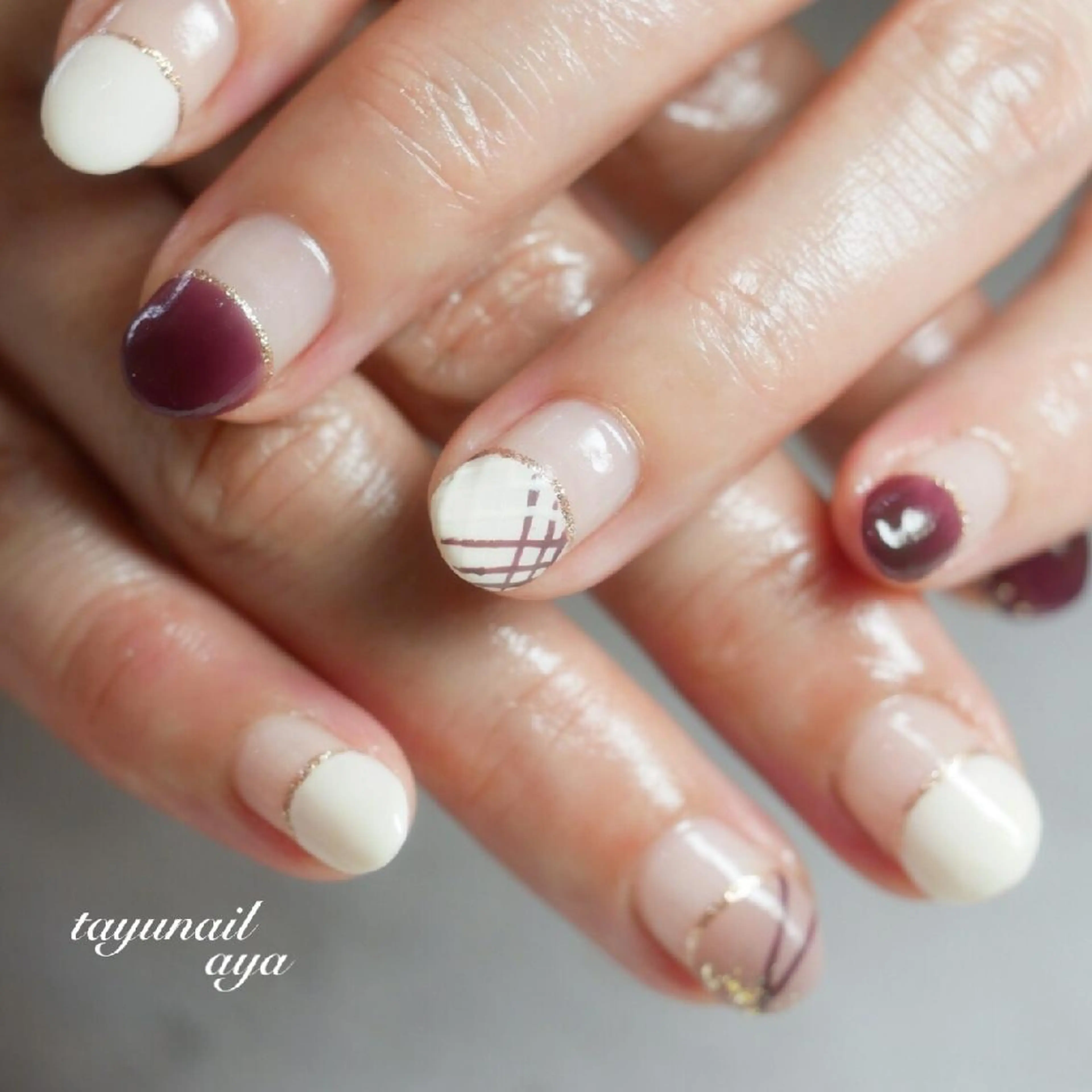 ネイル アートネイル ブルー フレンチネイル ジェルネイル パラジェル ネイルサロン 【たゆnail】のネイルデザイン