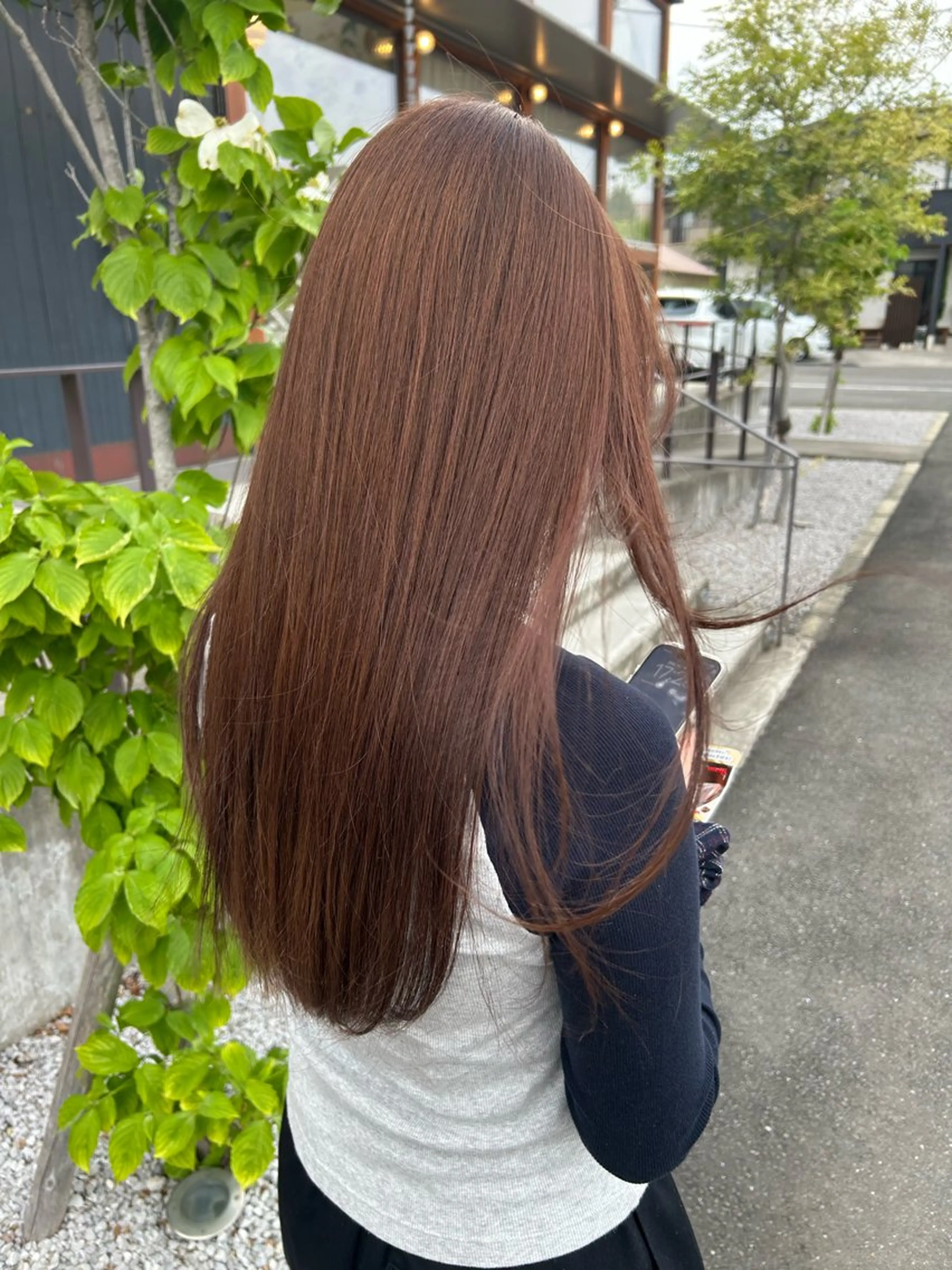 ロング カラー ベージュカラー オレンジ オレンジベージュ emusalon . Akika‎✮*｡ﾟのヘアスタイル