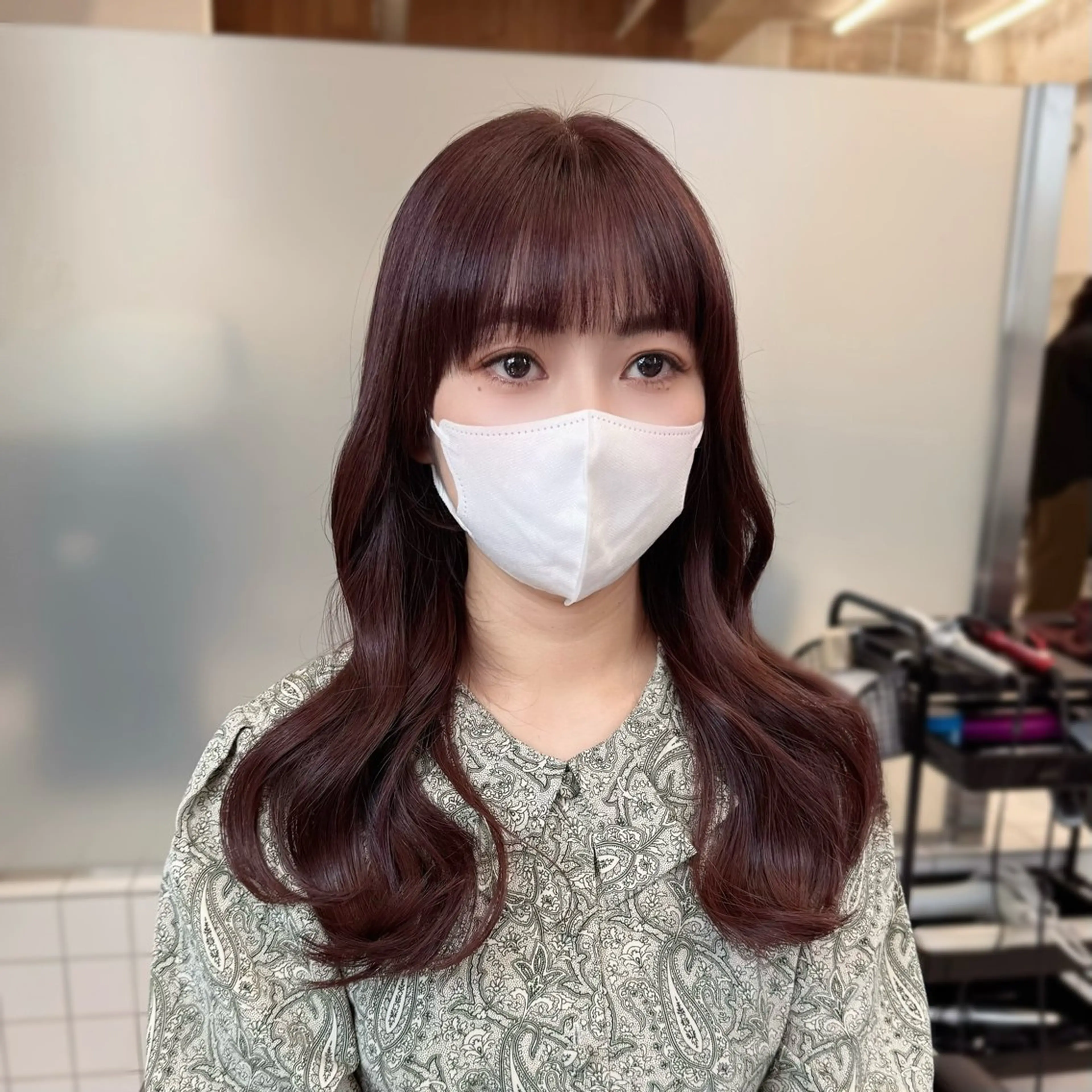 セミロング カラー ヘアアレンジ ブラウンカラー ラベンダーカラー ラベンダーブラウン カット ヘアカラー トリートメント 縮毛矯正+モテカラー 🎀✨MIHOのヘアスタイル