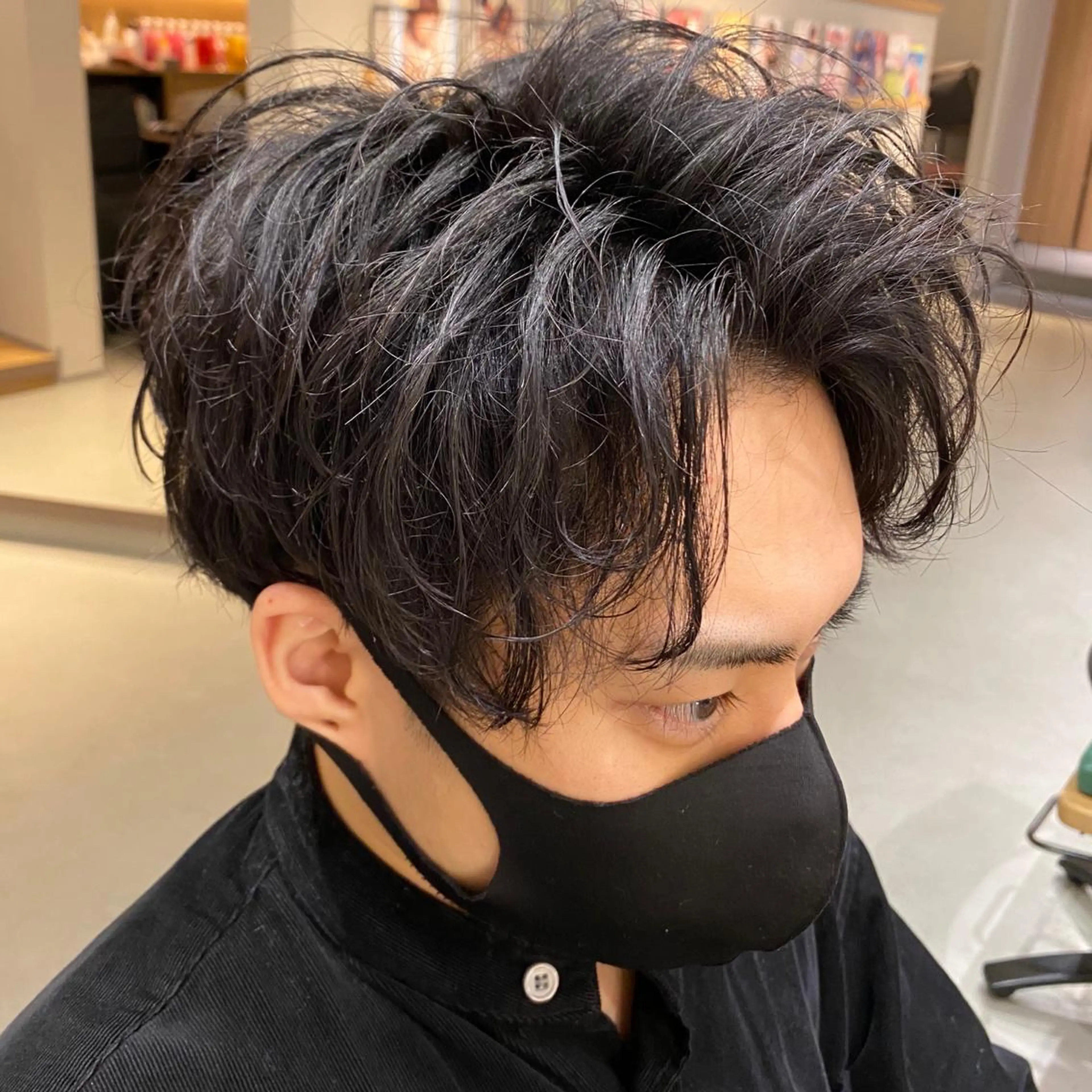 ショート パーマ メンズ センターパート カット パーマ 梅田茶屋町メンズ 専門美容師 山元一平のヘアスタイル