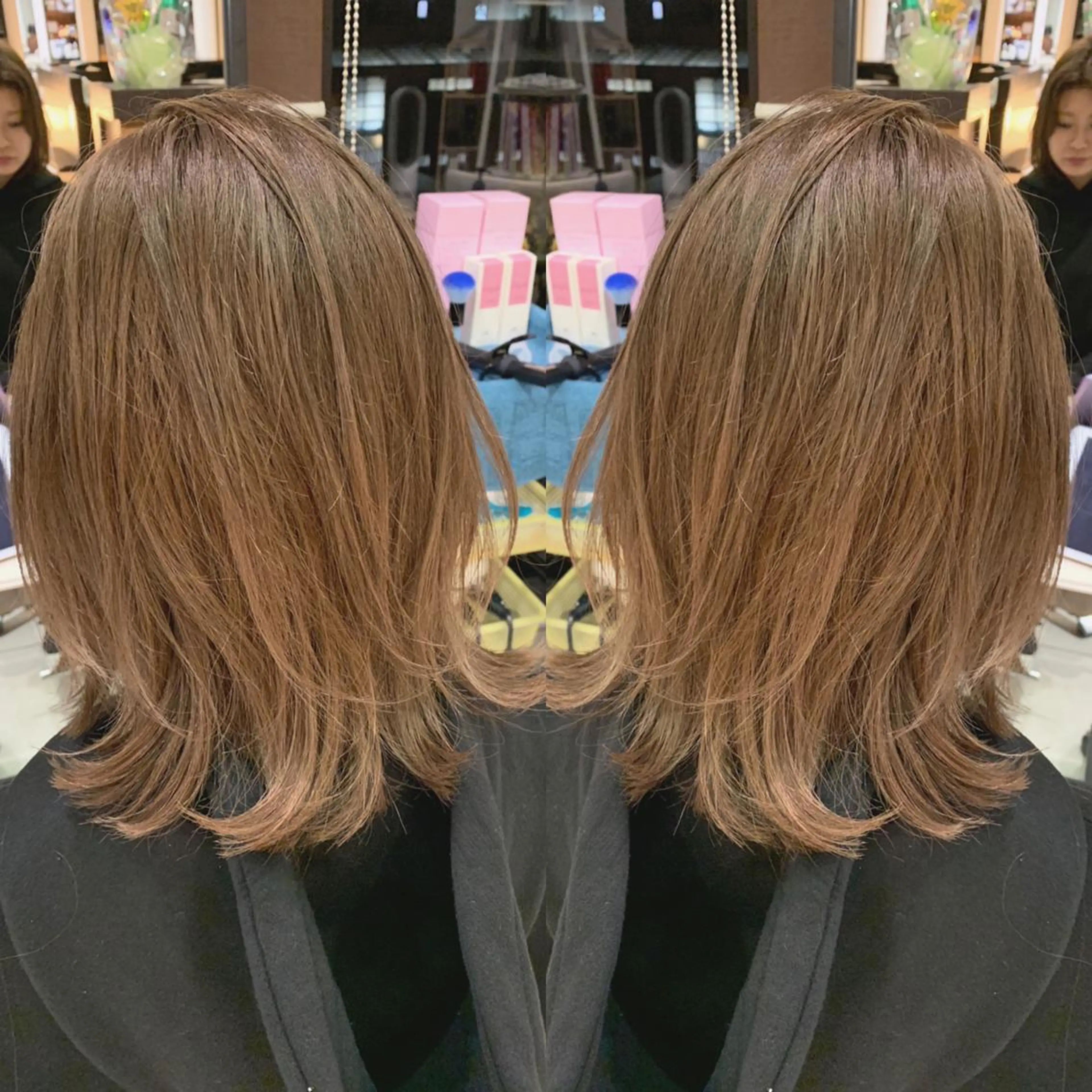 ミディアム カラー ヘアアレンジ ベージュカラー ブラウンカラー ブラウンベージュ Merci メルシー 福岡、今泉のヘアスタイル