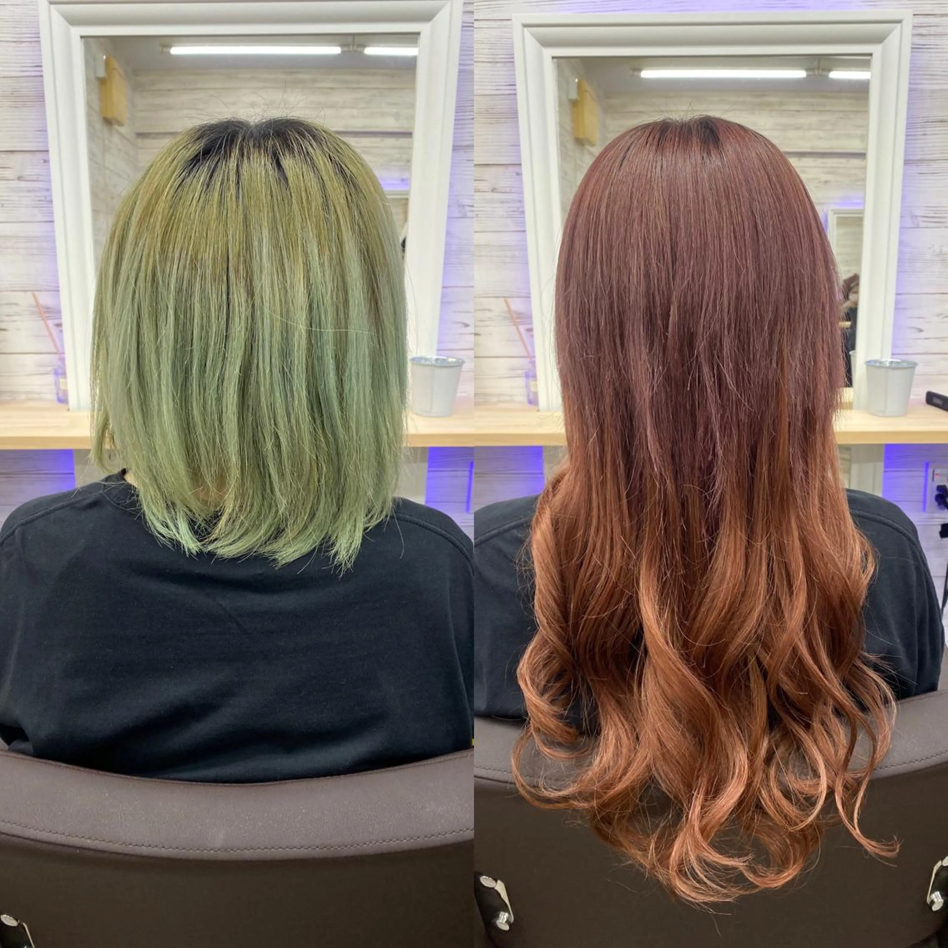 セミロング カラー ヘアアレンジ ショートボブ 編み込みエクステ シールエクステ セミロングパーマ バレイヤージュ LAVENDIA 初音のヘアスタイル