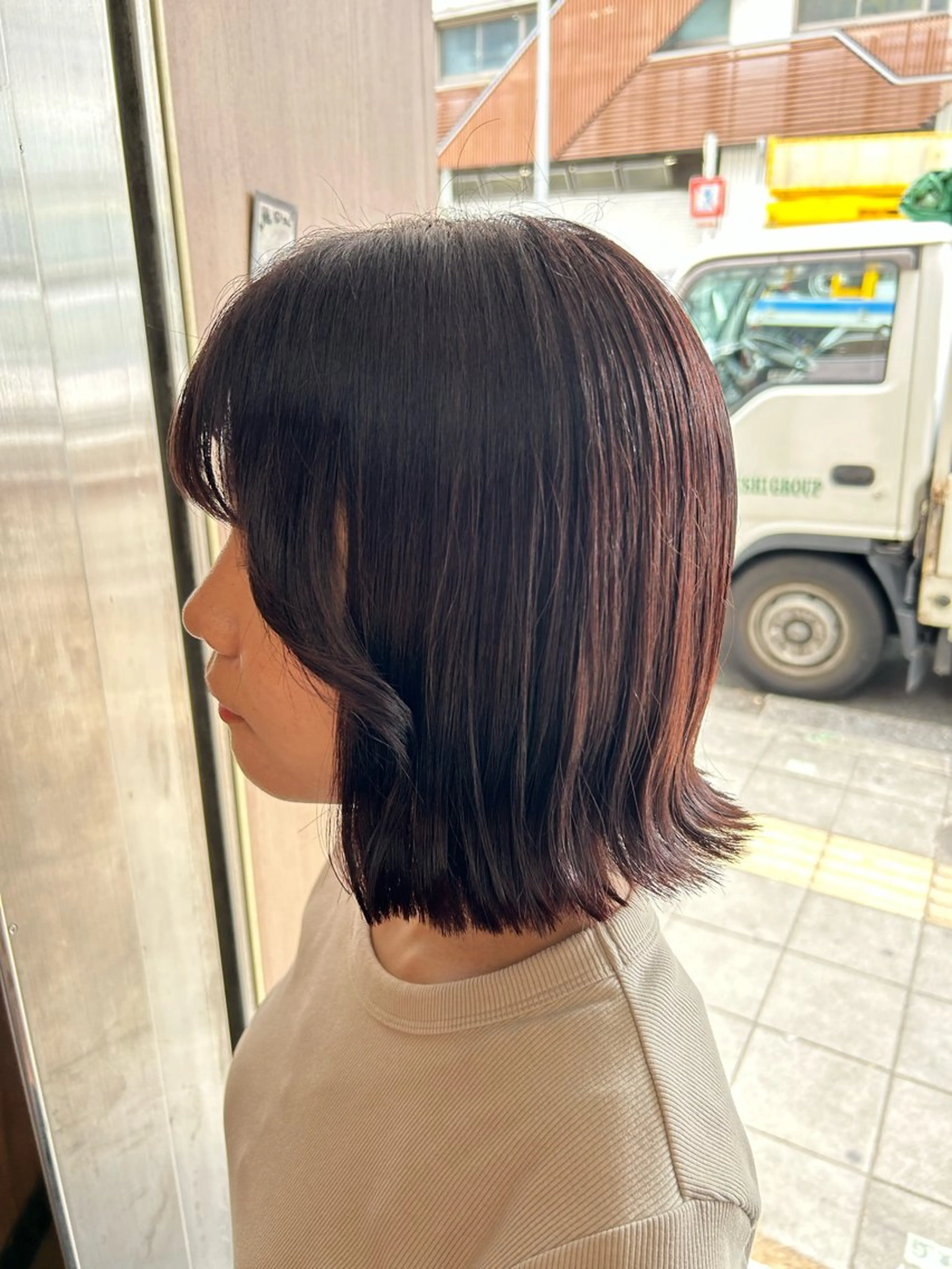 ミディアム 【春カラーWカラー】 【暗髪&暖色系】圭真のヘアスタイル