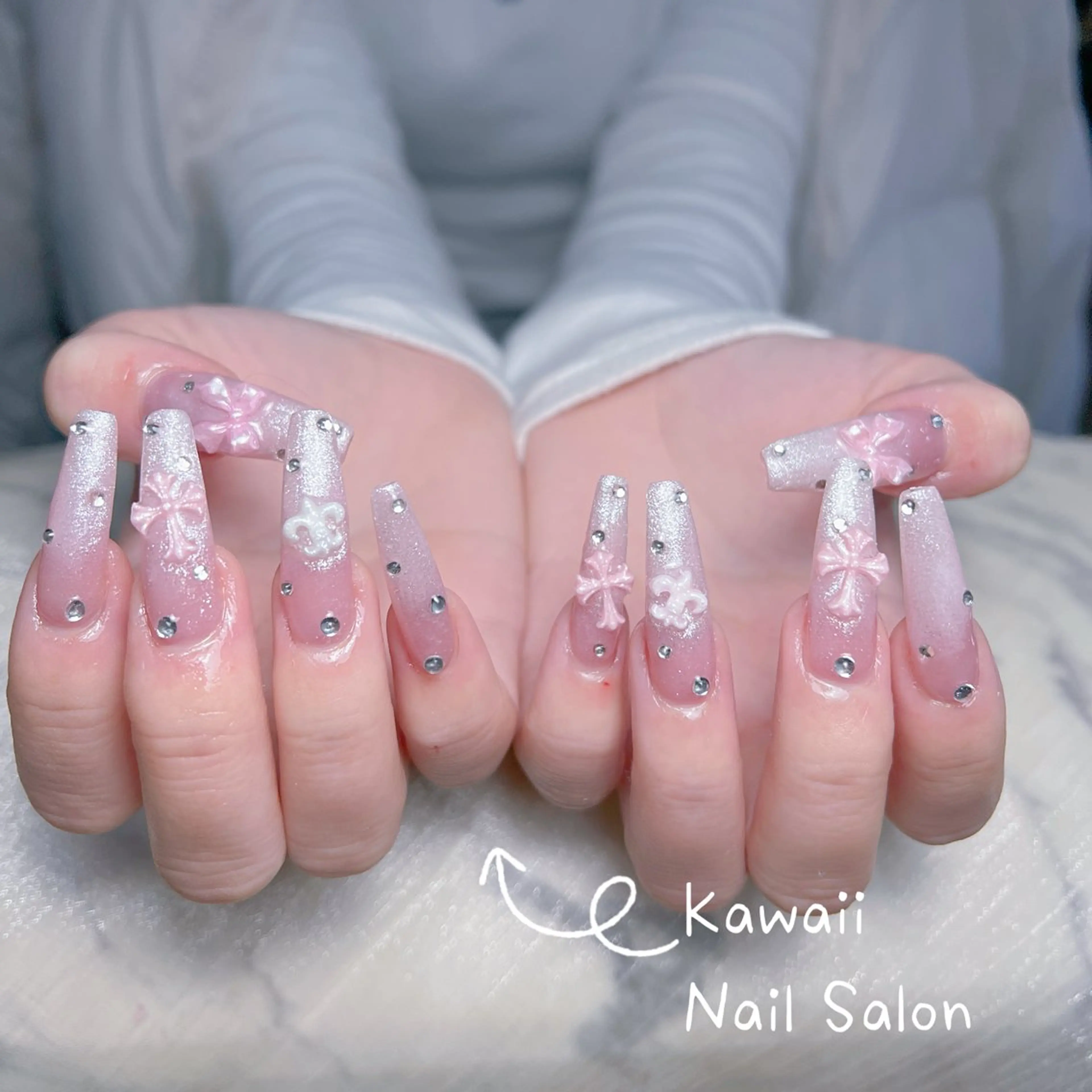 ネイル アートネイル クリアネイル ジェルネイル ハート 韓国ネイル ハンドネイル ハンドケア Kawaii _Nailのネイルデザイン