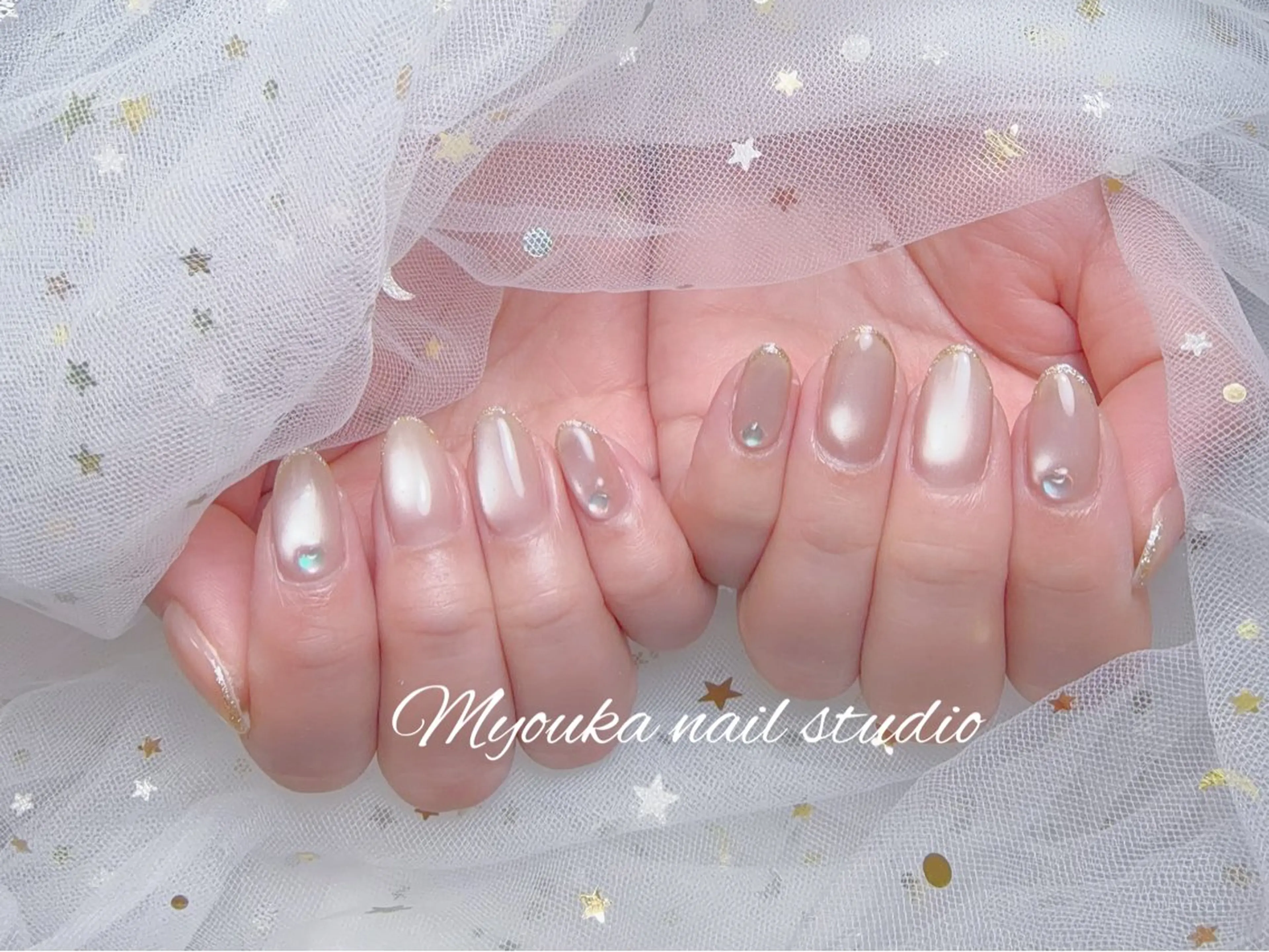 ネイル チークネイル 長さ出し フットネイル ジェルネイル グラデーション ハンドネイル ハンドケア Myouka 板橋区大山駅前店のネイルデザイン