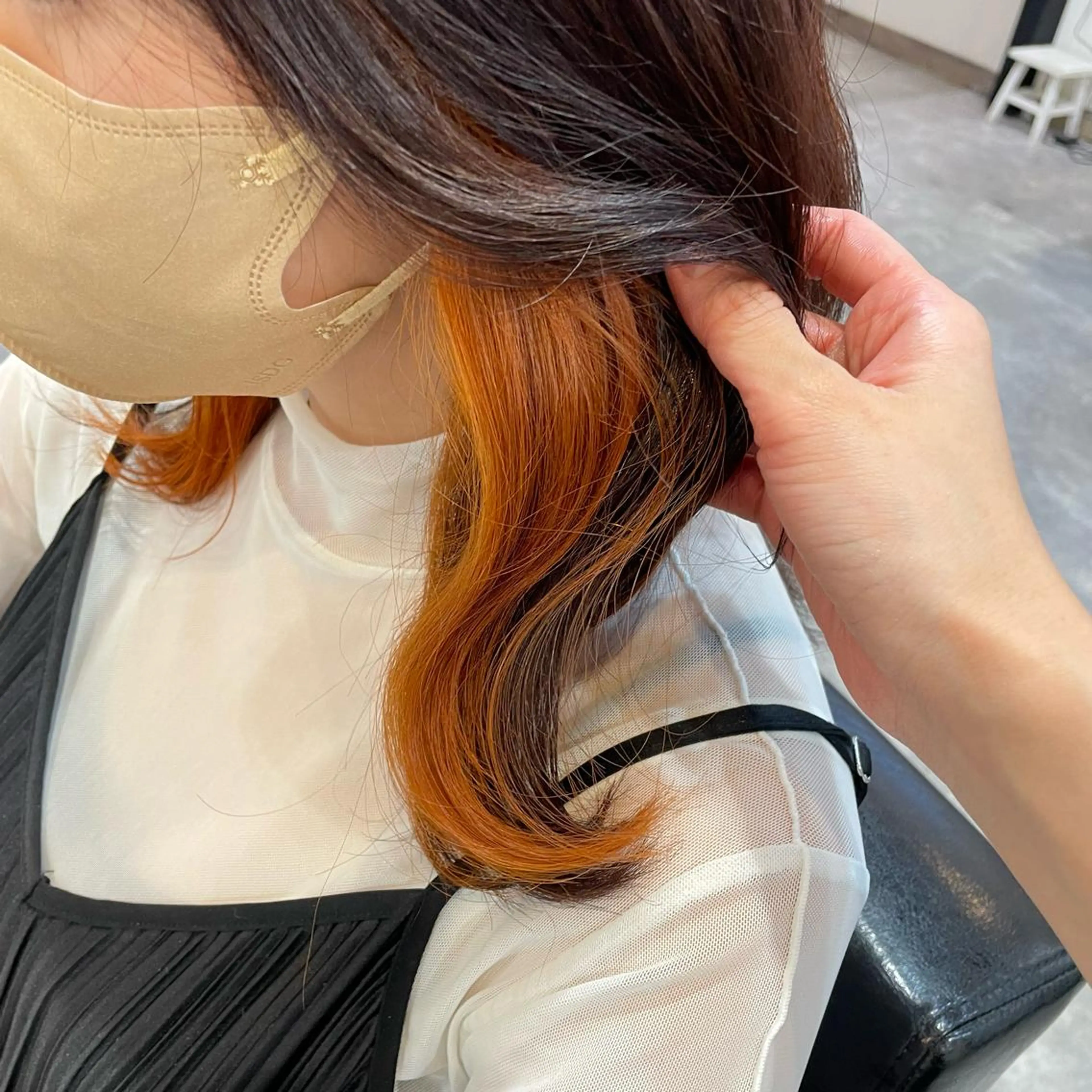 ミディアム オレンジブラウン カット ヘアカラー 🫧艶髪/ブリーチ 🐳honami🫧のヘアスタイル