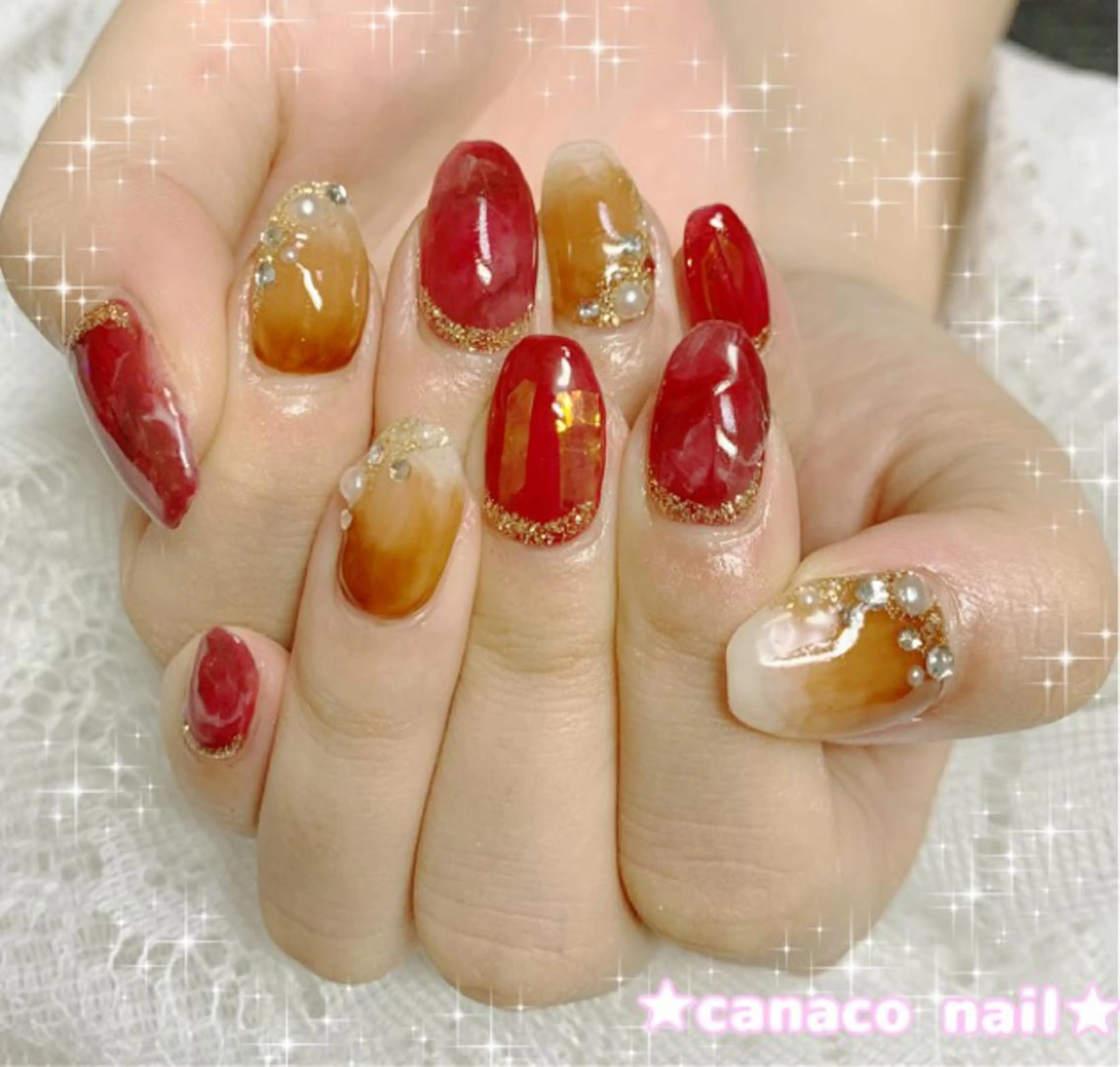 ネイル アートネイル べっ甲ネイル クリアネイル ジェルネイル グラデーション ハンドネイル ハンドケア ベテランネイル cnc  nailのネイルデザイン