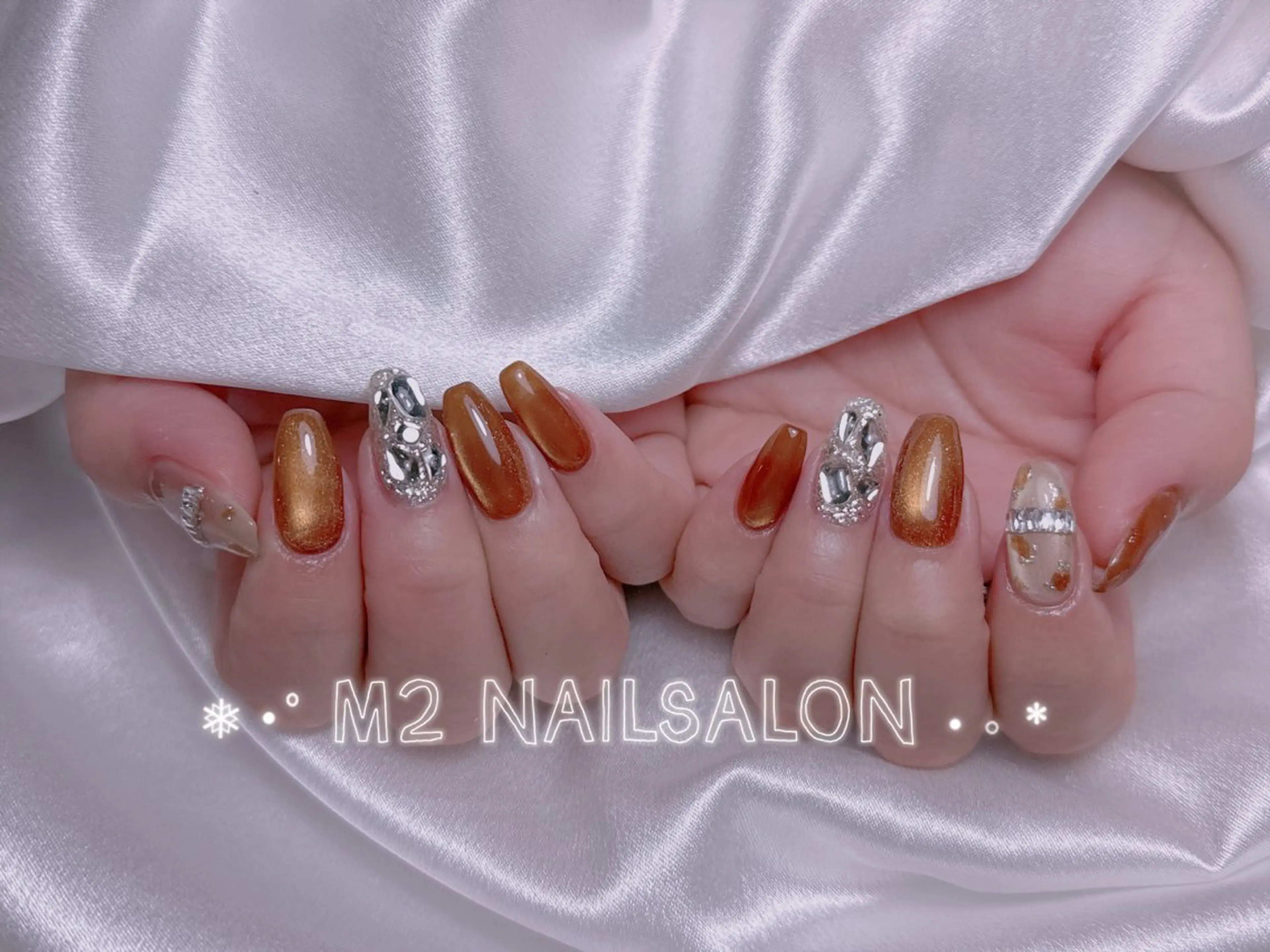 ネイル ジェルネイル 韓国ネイル マグネットネイル パラジェル ワンホンネイル ハンドネイル 長さだし専門店 M2　rikaのネイルデザイン