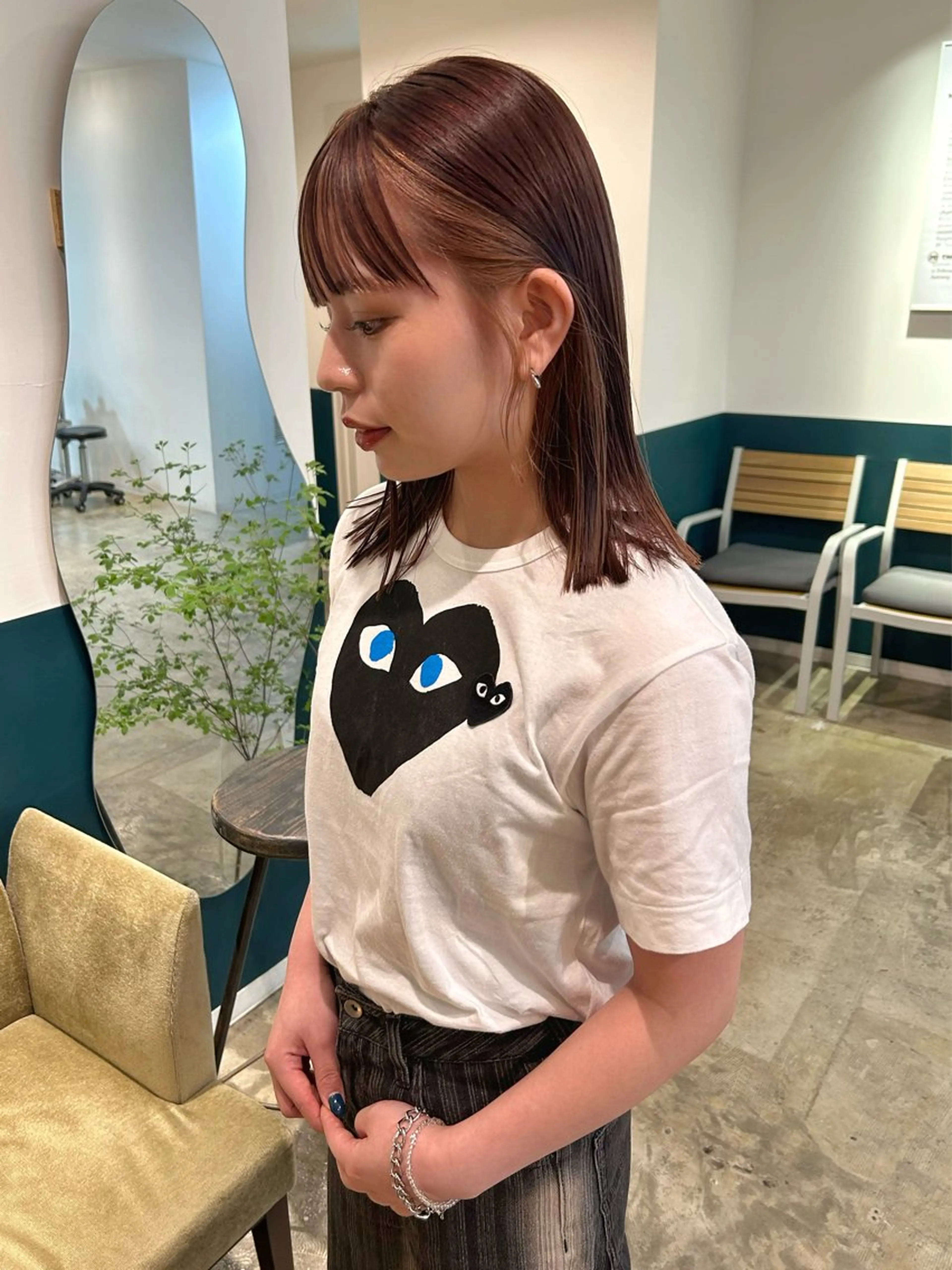 ミディアム カラー 切りっぱなしボブ ミストバング  フェイスフレーミング ボブ カット ヘアカラー カラーリスト菅野 竜矢🌈のヘアスタイル