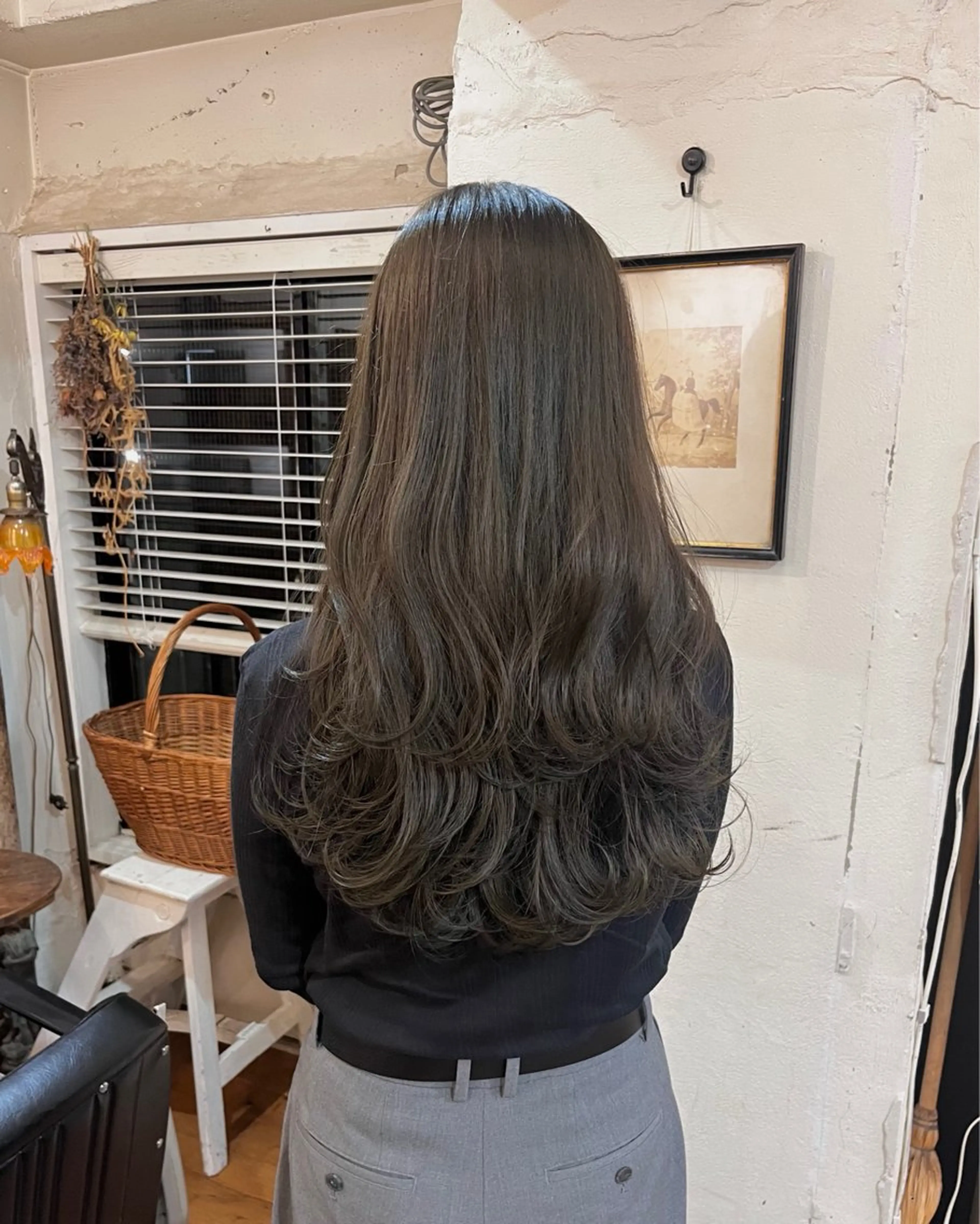 ロング カラー カット ヘアカラー 暗髪とオリーブ🌿 渡辺拓人のヘアスタイル