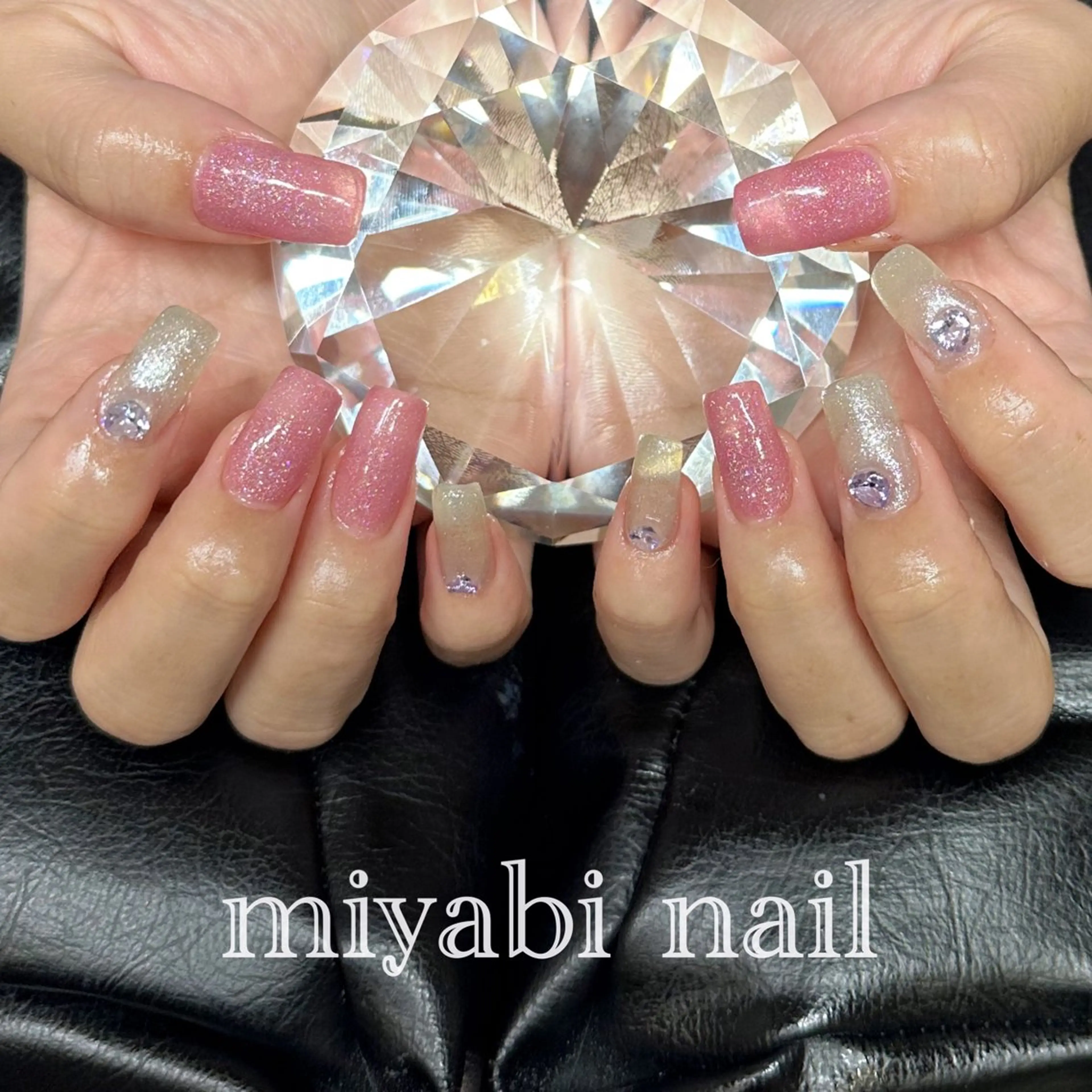 ネイル ハート キラキラネイル ラメ(グリッター) 持ち込み オフィスネイル miyabi nail 桂川駅近くのネイルデザイン