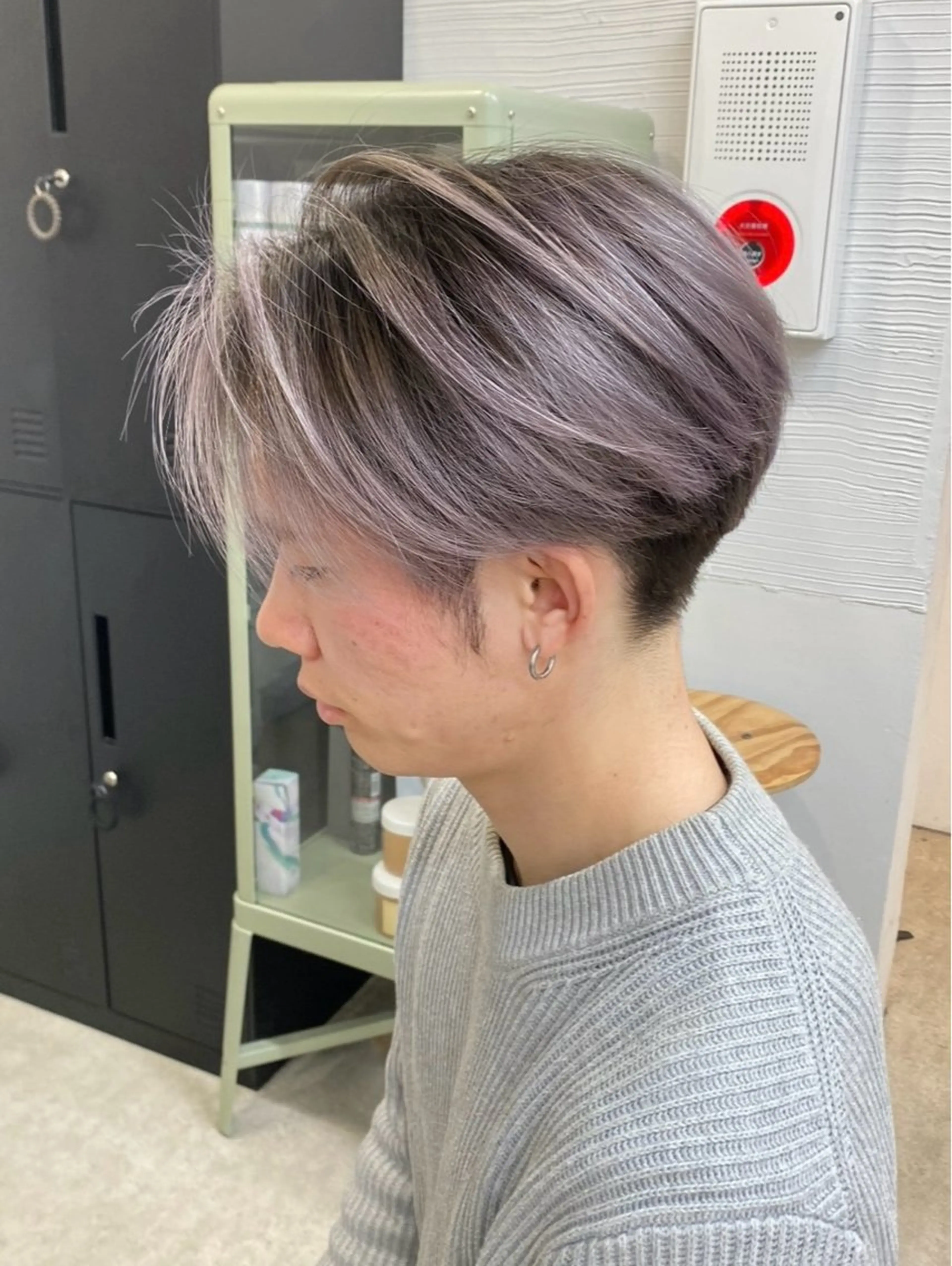 ミディアム カラー メンズ ヘアカラー ハイライト、レイヤー カット/西梅田/中西のヘアスタイル