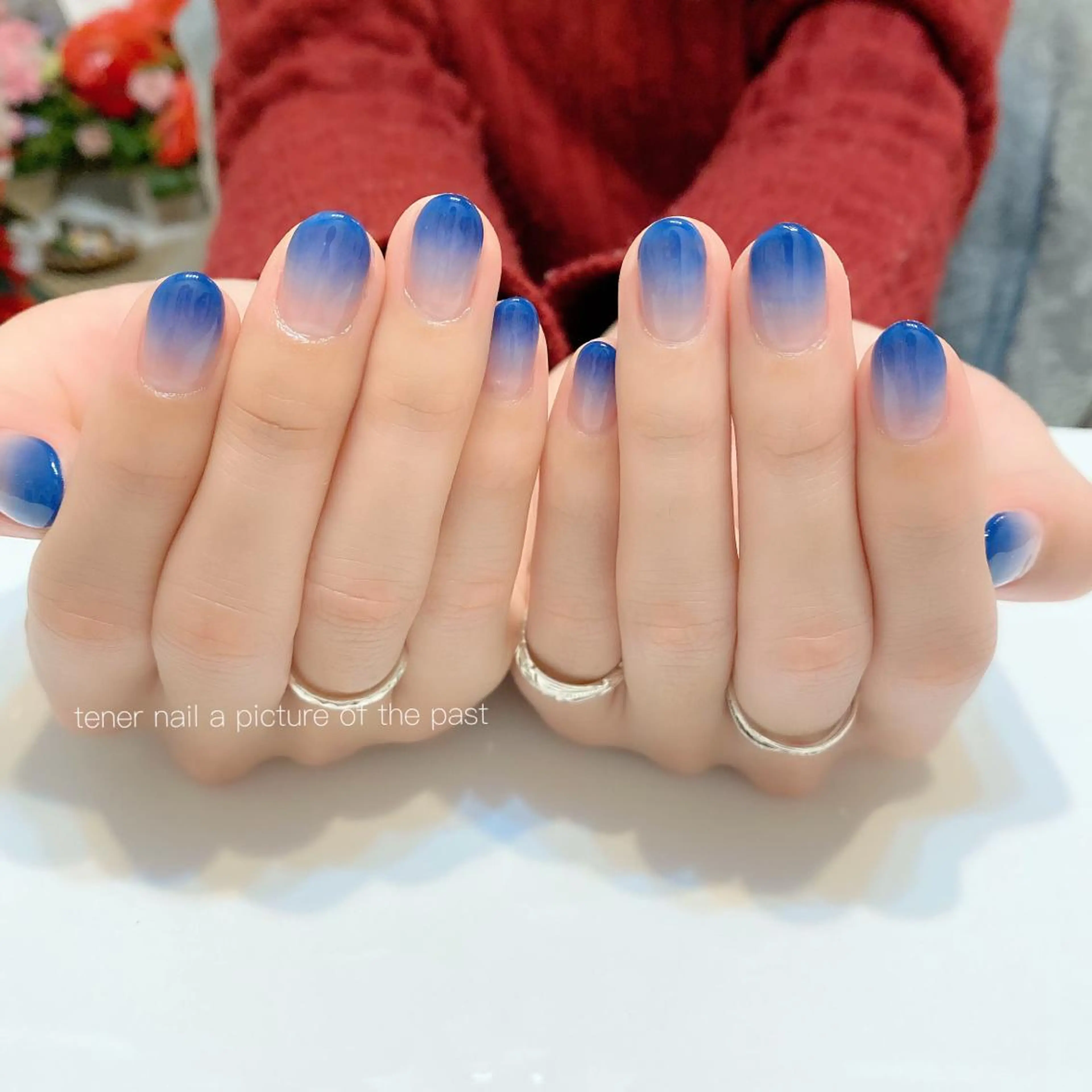 ネイル ブルー グラデーション シンプルネイル テネルネイル tener nailのネイルデザイン