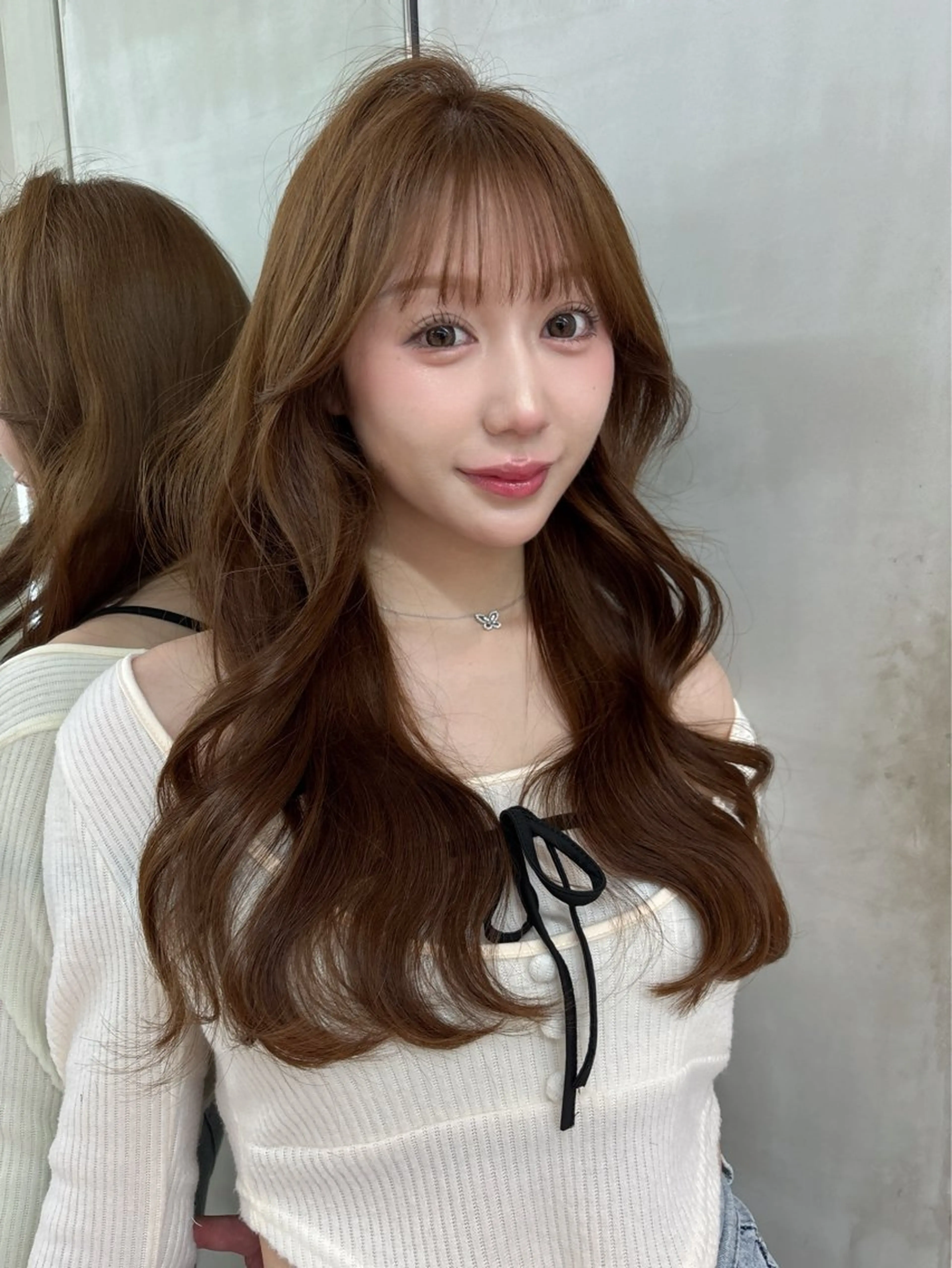 ミディアム カラー ミディアムレイヤー 透明感カラー ボブ 顔まわりレイヤー 韓国風ヘア 【博多髪質改善】 吉村　清志のヘアスタイル