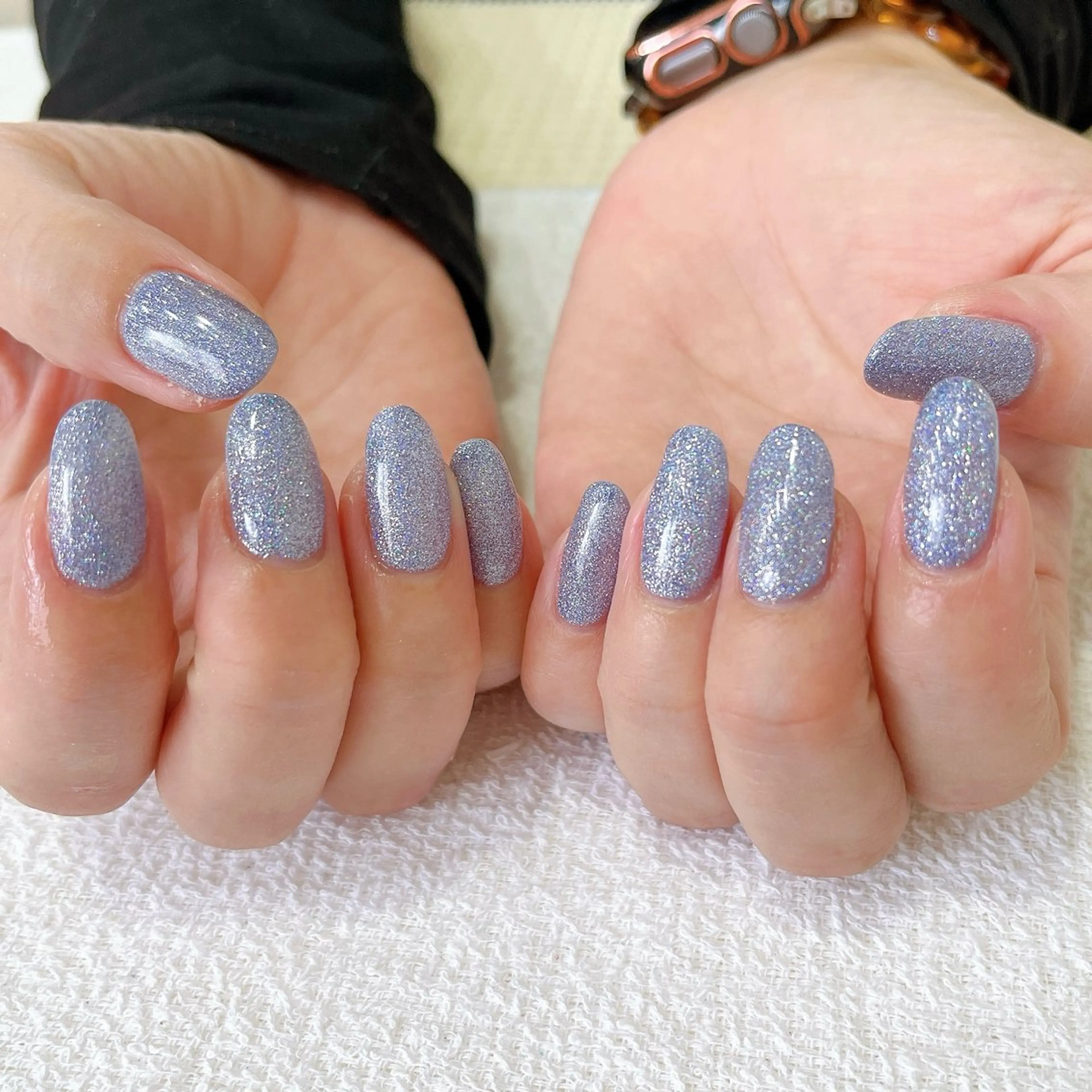 ネイル ブルー ラメ(グリッター) ワンカラーネイル Ellenail名古屋所属・伊藤 愛のネイルデザイン