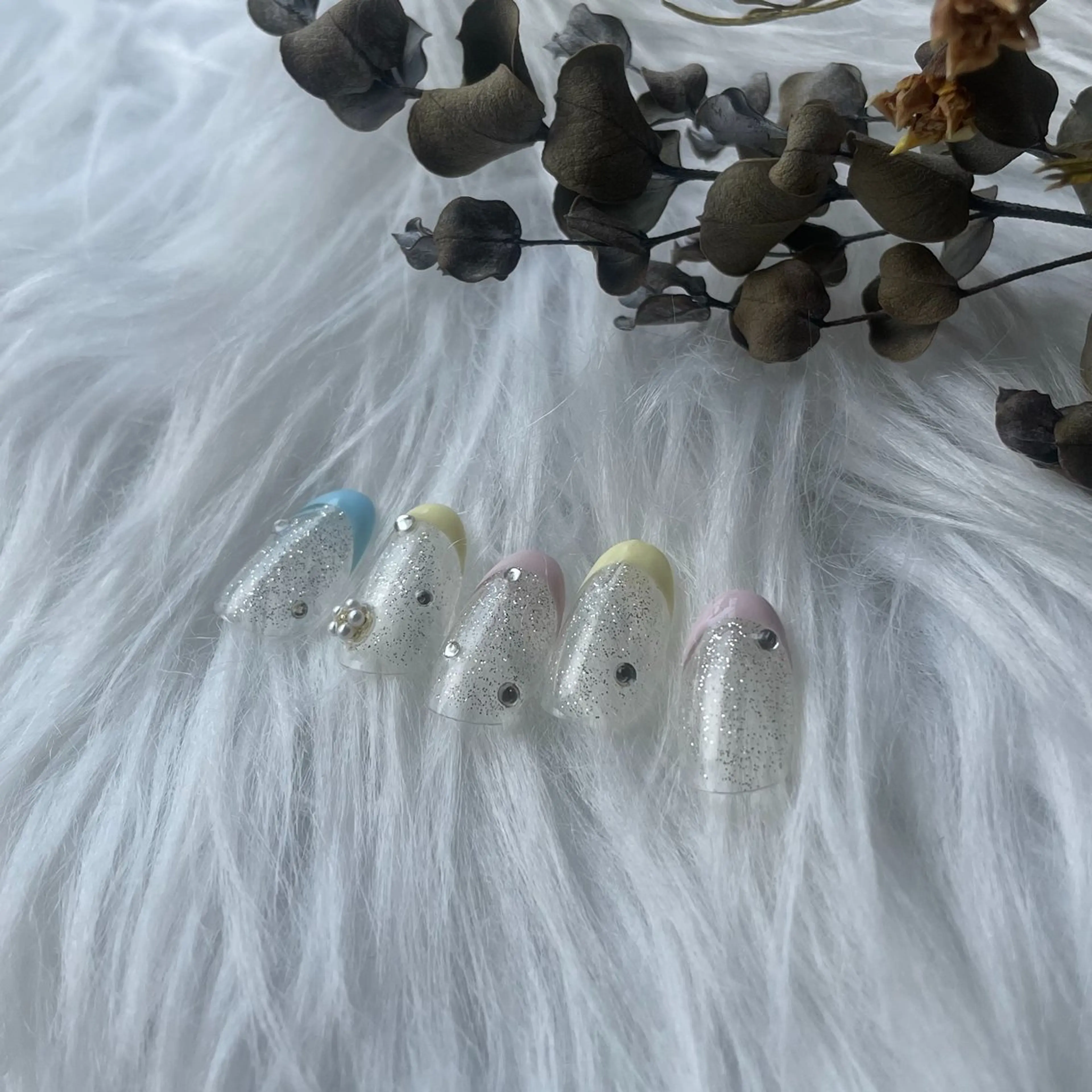 ネイル ブルー フレンチネイル 氷ネイル・うるうるネイル キラキラネイル マグネットネイル ハンドネイル timtam --sakiのネイルデザイン