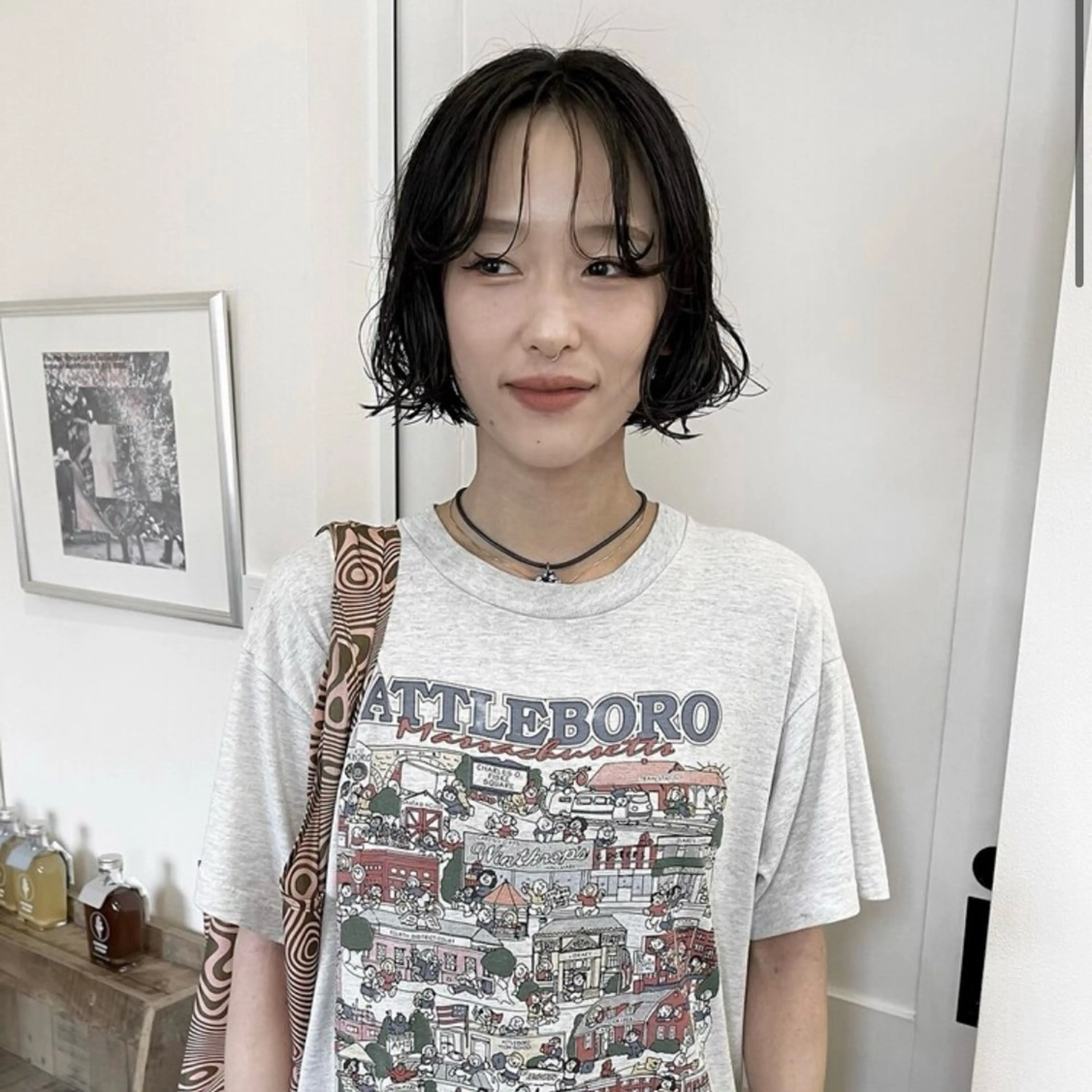 ミディアム ミディアムパーマ ボブ 小山夕稀/ニュアンス パーマ/新城のヘアスタイル