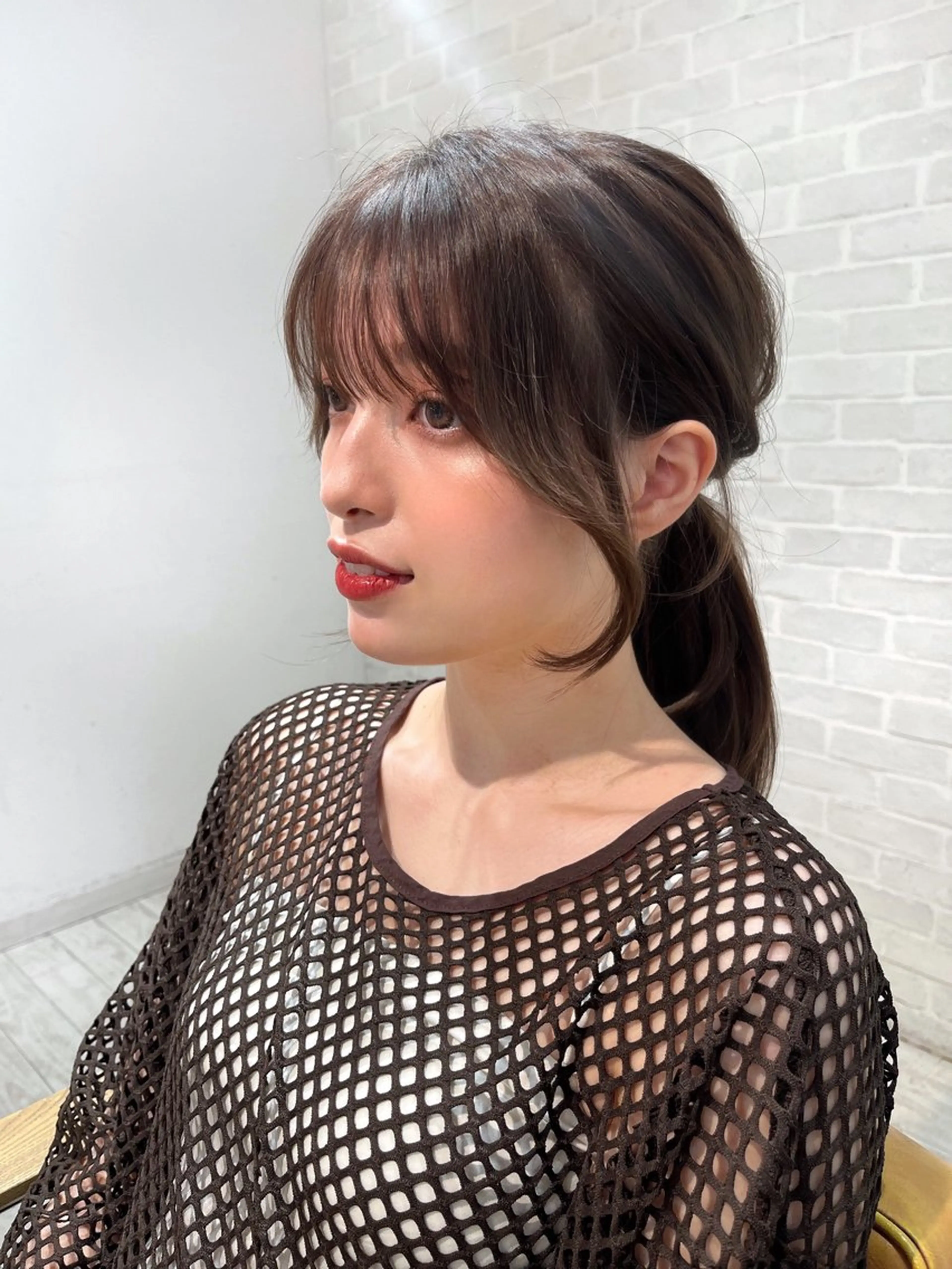 セミロング カラー 顔まわりレイヤー レイヤーカット 小顔カット カット ヘアカラー 【韓国ヘア×透明感 カラー】笹谷 莉未のヘアスタイル