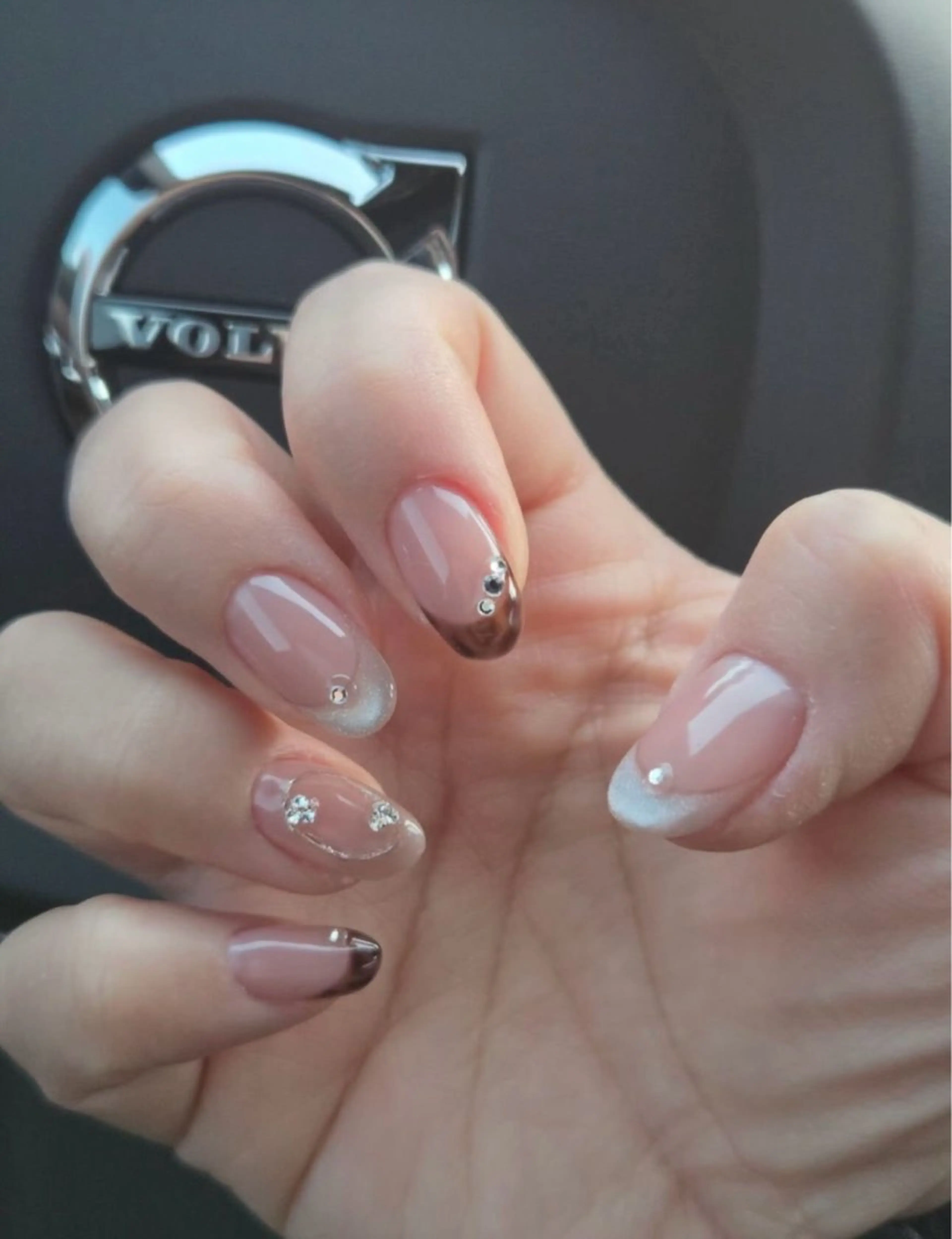 ネイル 韓国ネイル 持ち込み ニュアンスネイル ネイルチップ 冬ネイル RINN ANA.CHUOのネイルデザイン