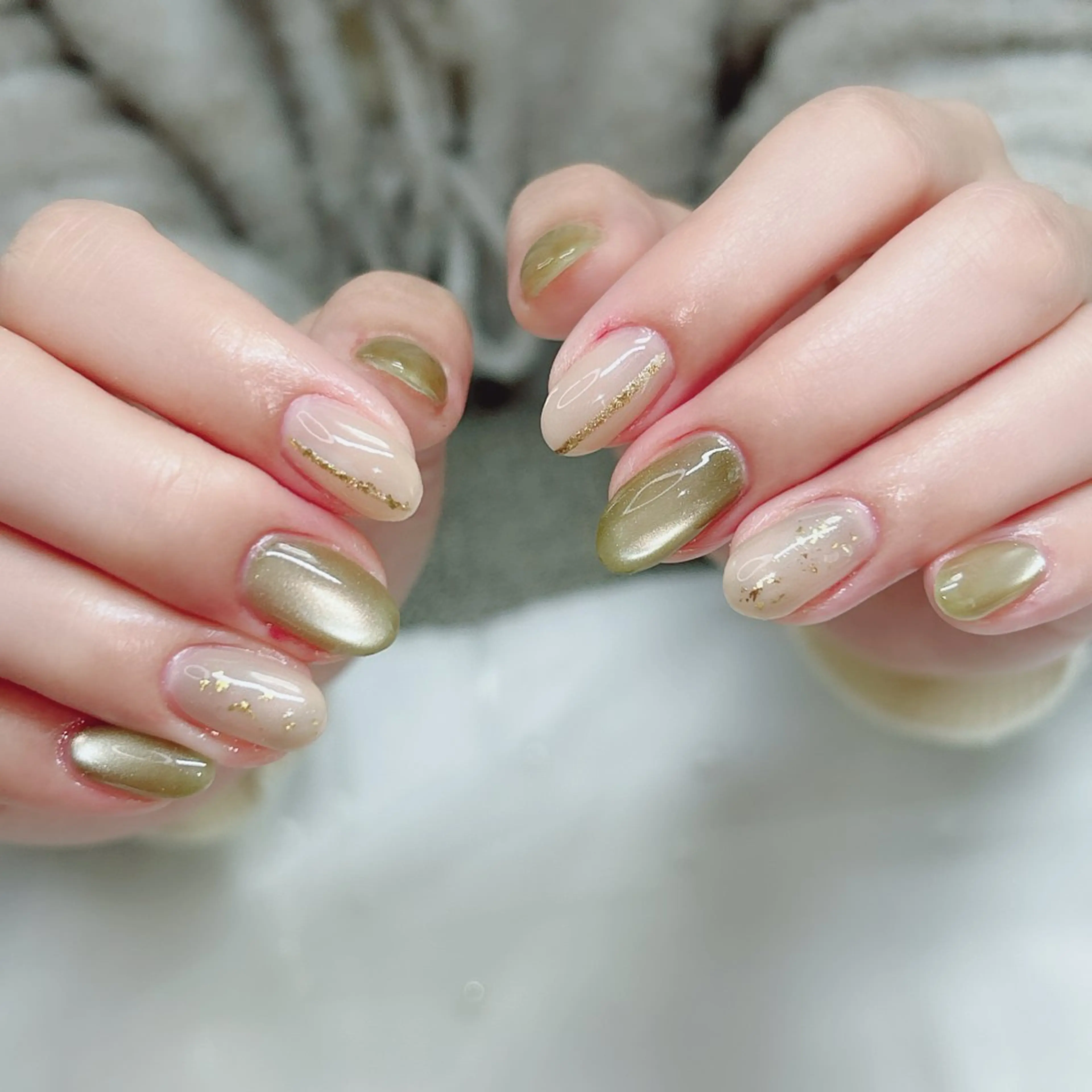 ネイル オーロラネイル ミラーネイル オフィスネイル ワンカラーネイル シンプルネイル ハンドネイル Cute Tips nailのネイルデザイン