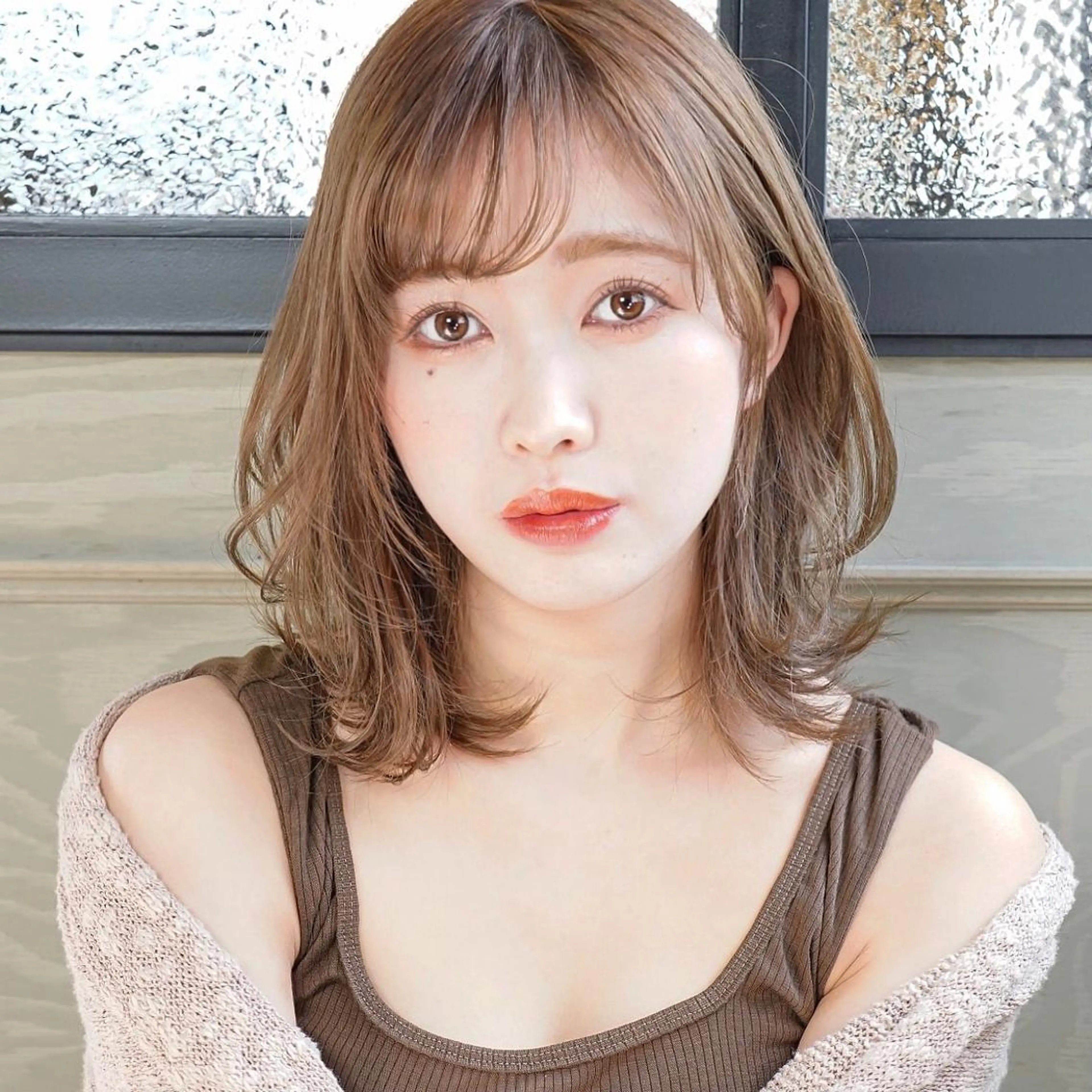 ミディアム カラー アッシュ ベージュカラー 学生 トリートメント 韓国ヘア☁️ mitsukiのヘアスタイル