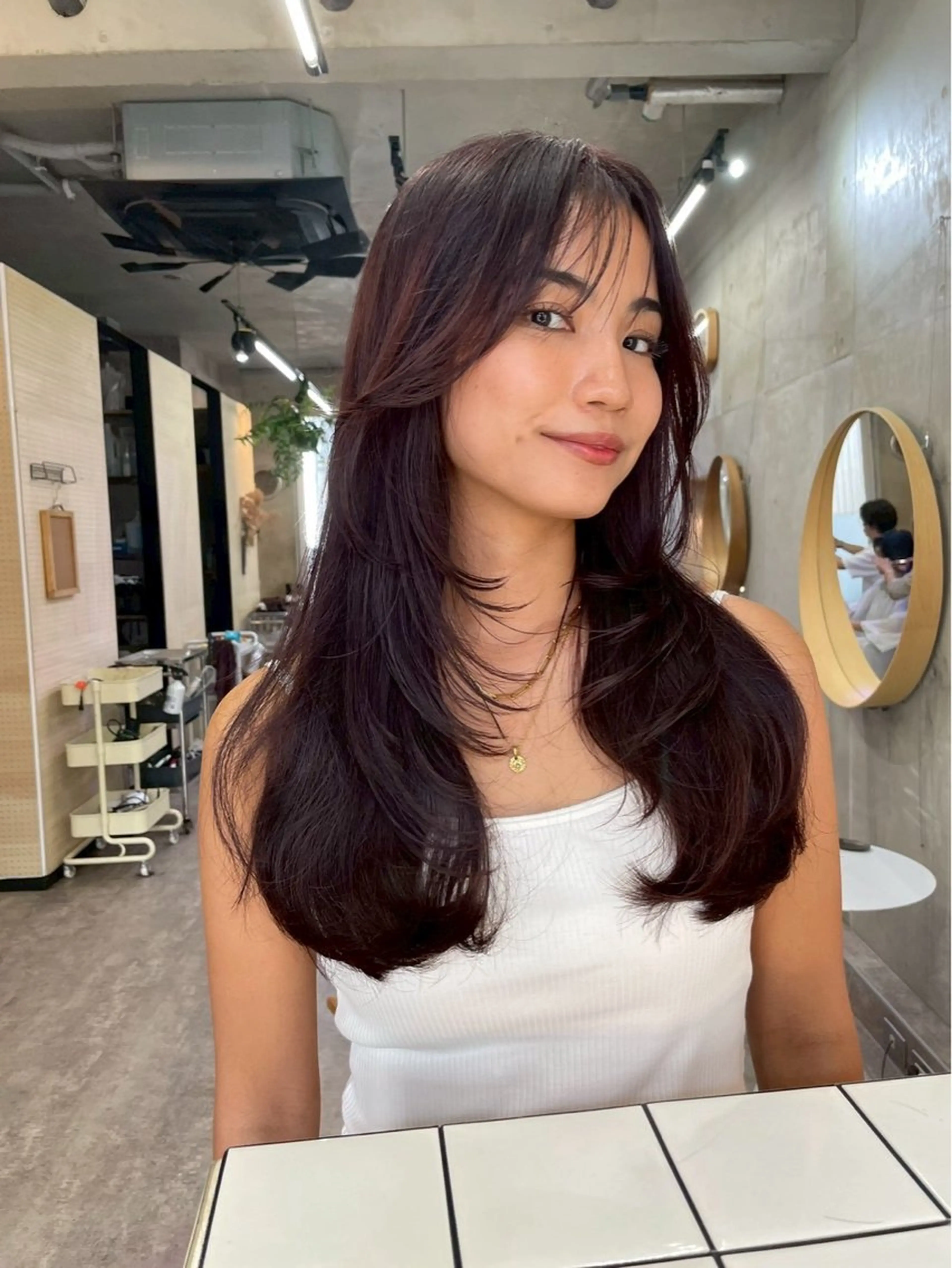 ロング カラー カット ヘアカラー 南堀江レイヤーカット MIKU🍒のヘアスタイル