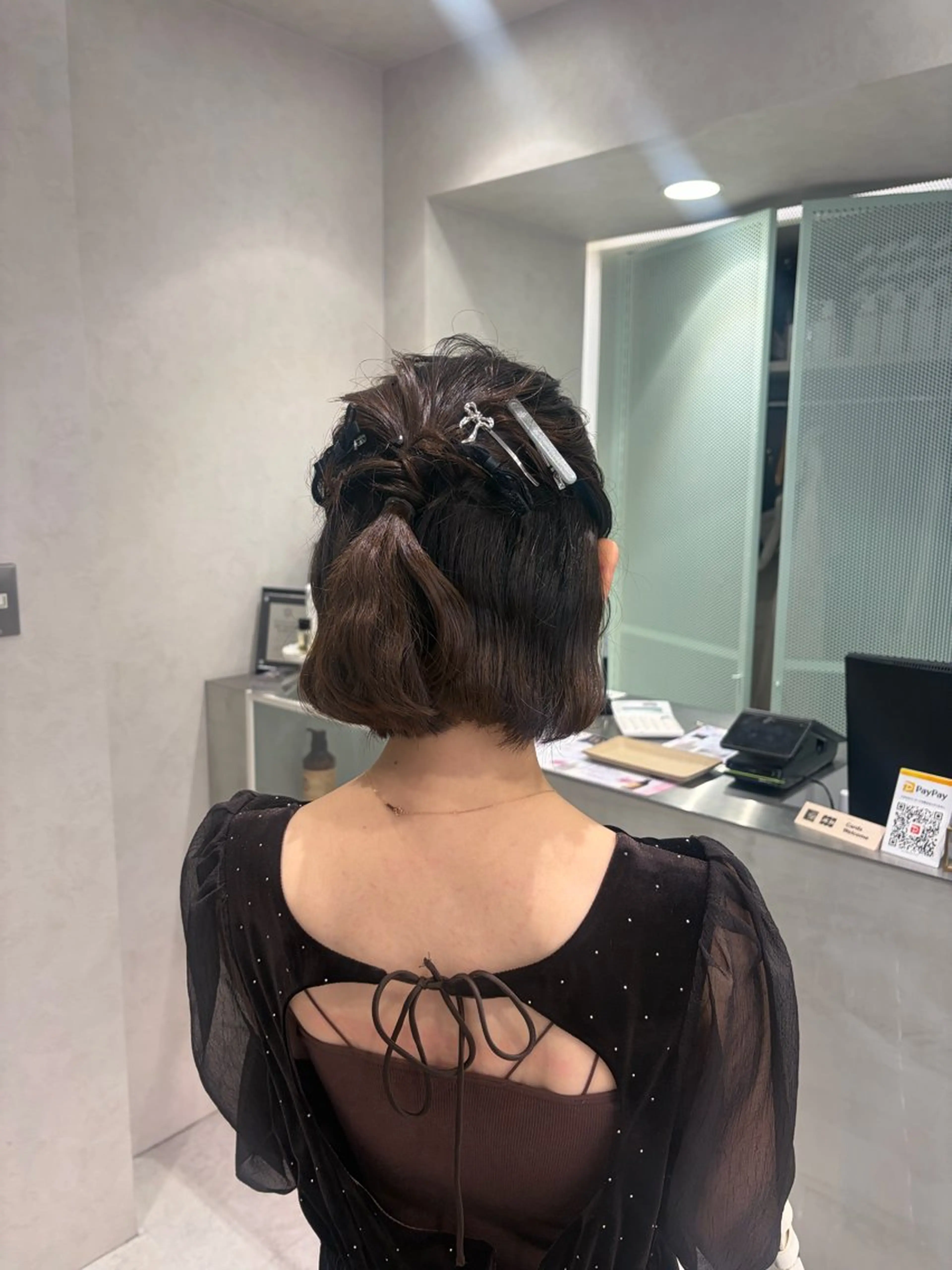 ヘアアレンジ ハーフアップ 結婚式・ブライダル ボブ monaヘアアレンジ 🎀/お呼ばれのヘアスタイル