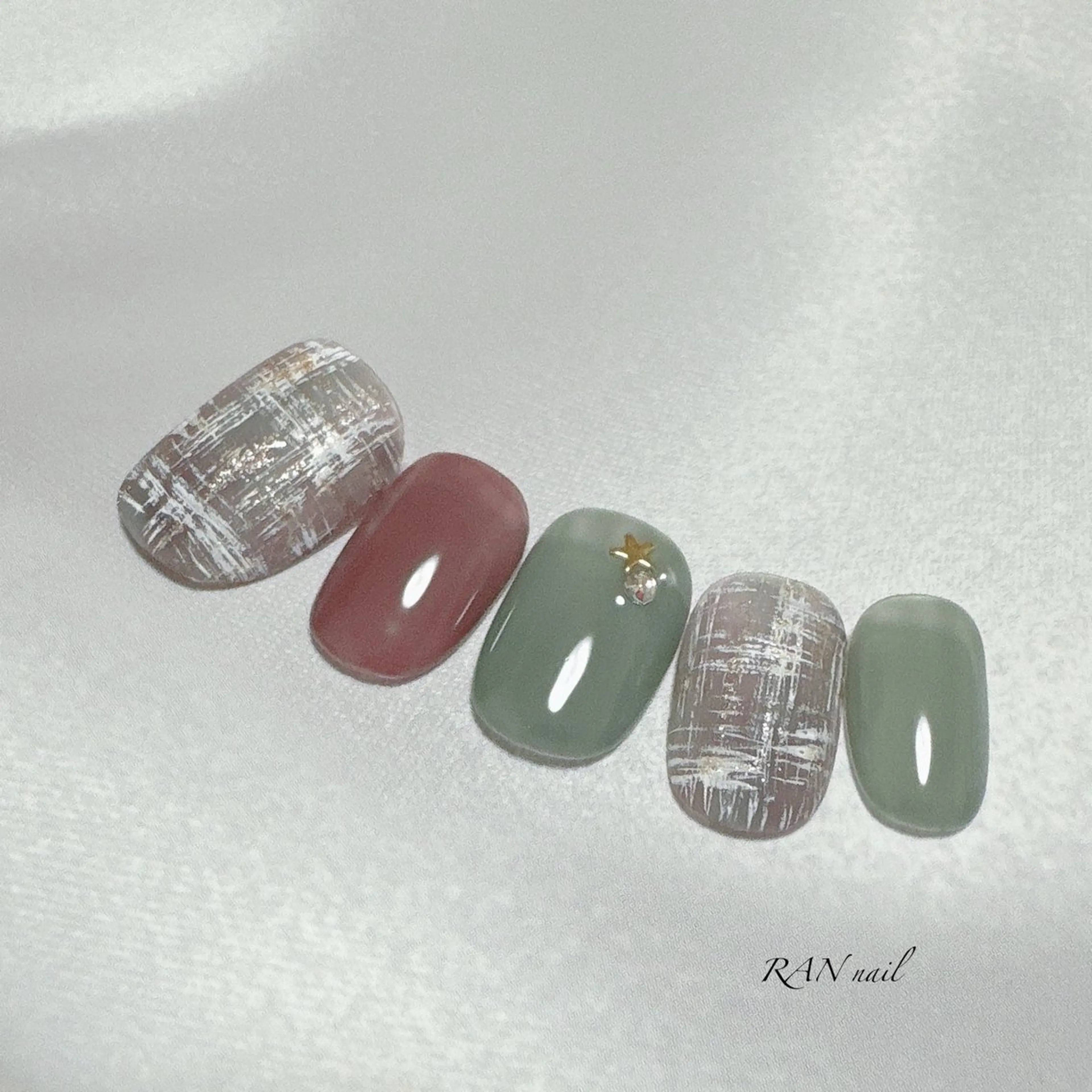 ネイル ジェルネイル ツイードネイル 冬ネイル クリスマス ハンドネイル フットネイル RAN nailのネイルデザイン