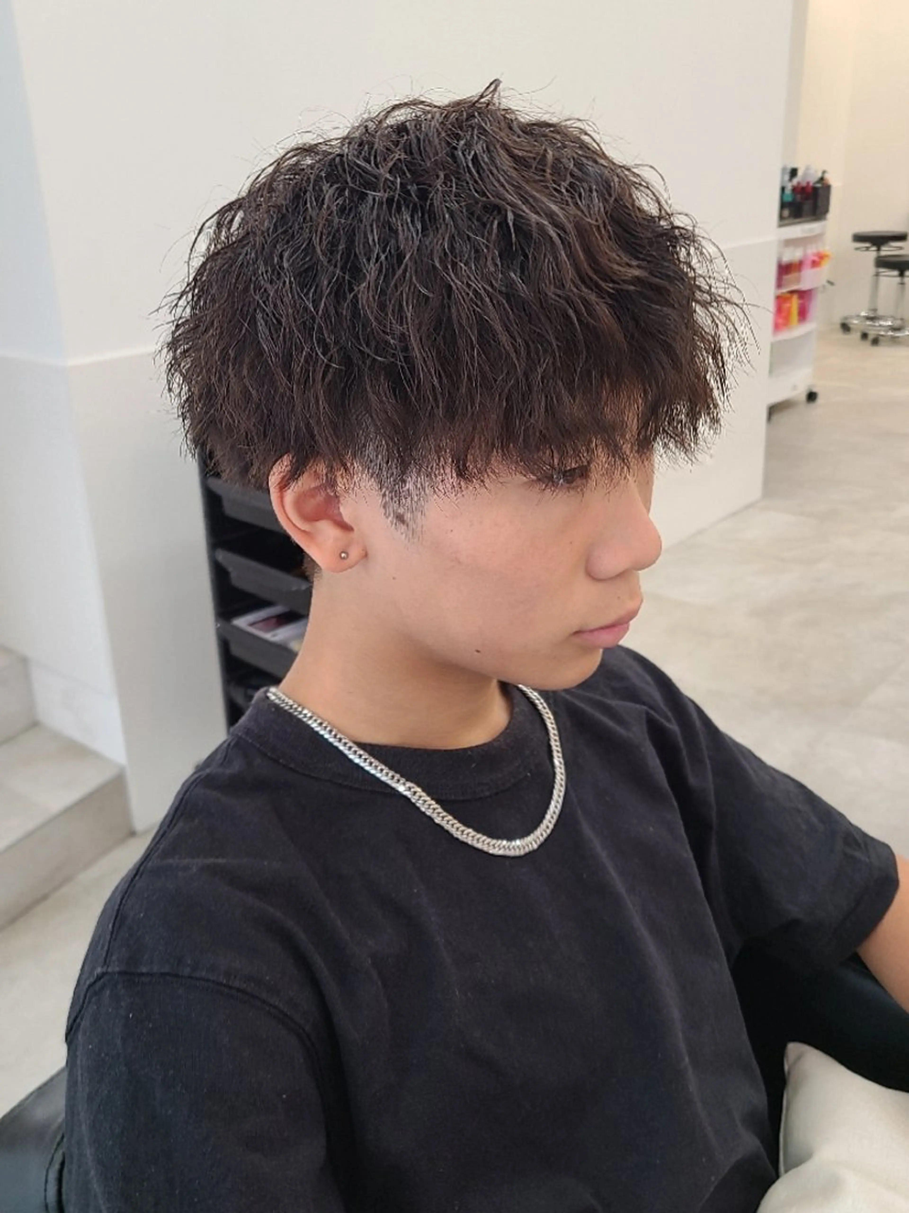 ショート パーマ メンズ カット パーマ 桐島 令奈のヘアスタイル