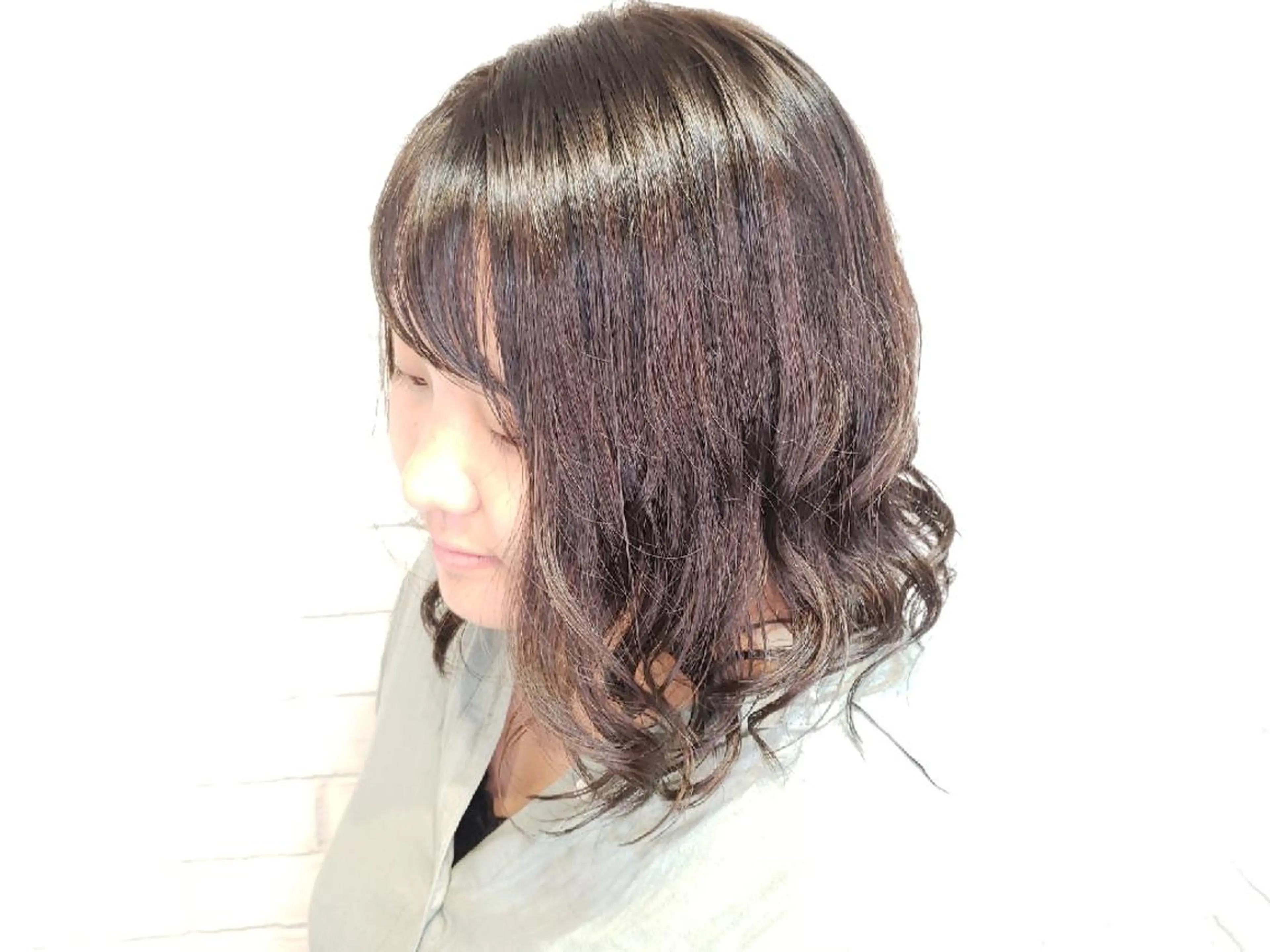 ミディアム ミディアムパーマ アッシュ 浅野 Roots店長のヘアスタイル