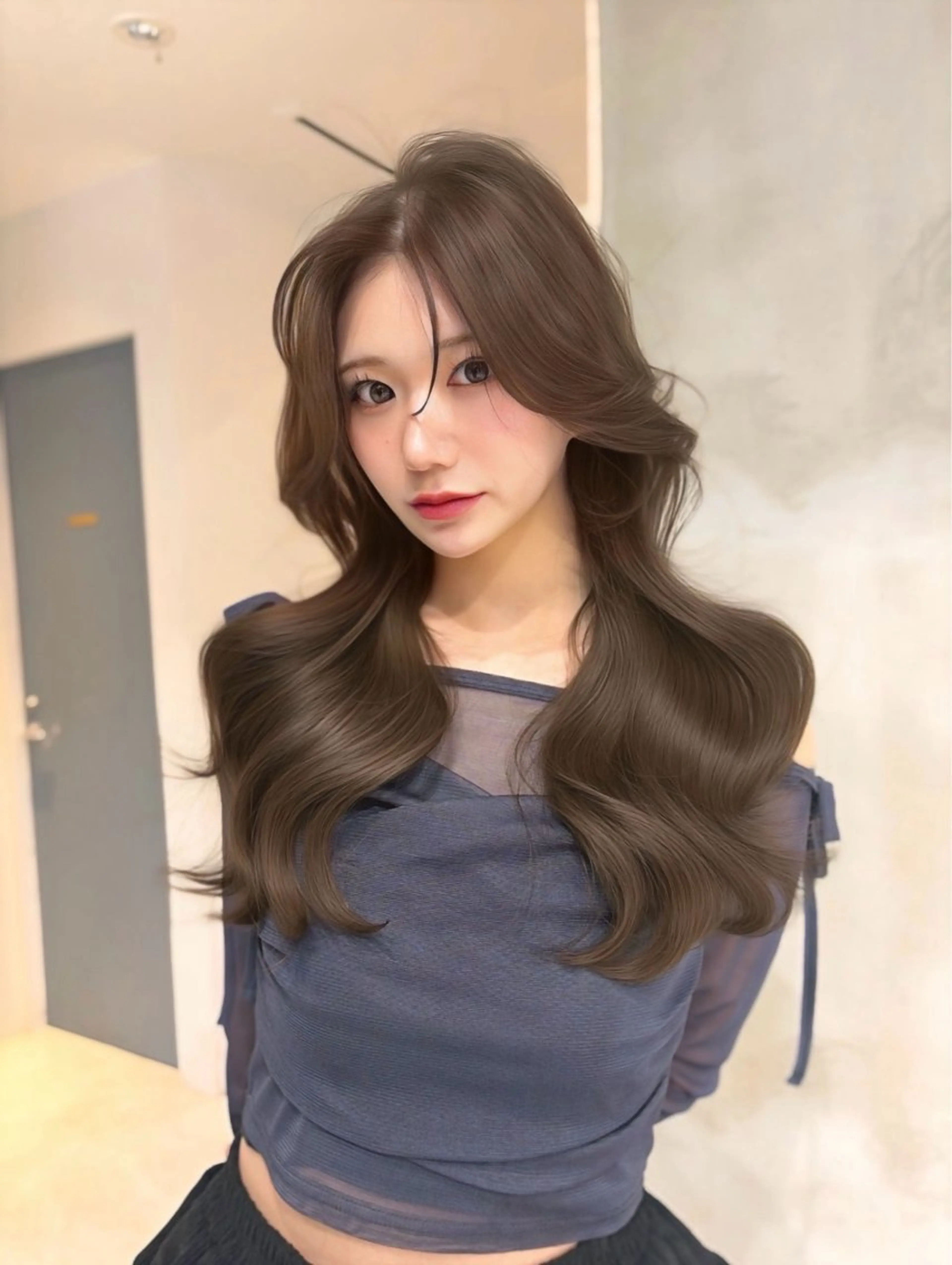 ロング カット ヘアカラー トリートメント 海野翔吾🇨🇳 ワンホンレイヤーのヘアスタイル
