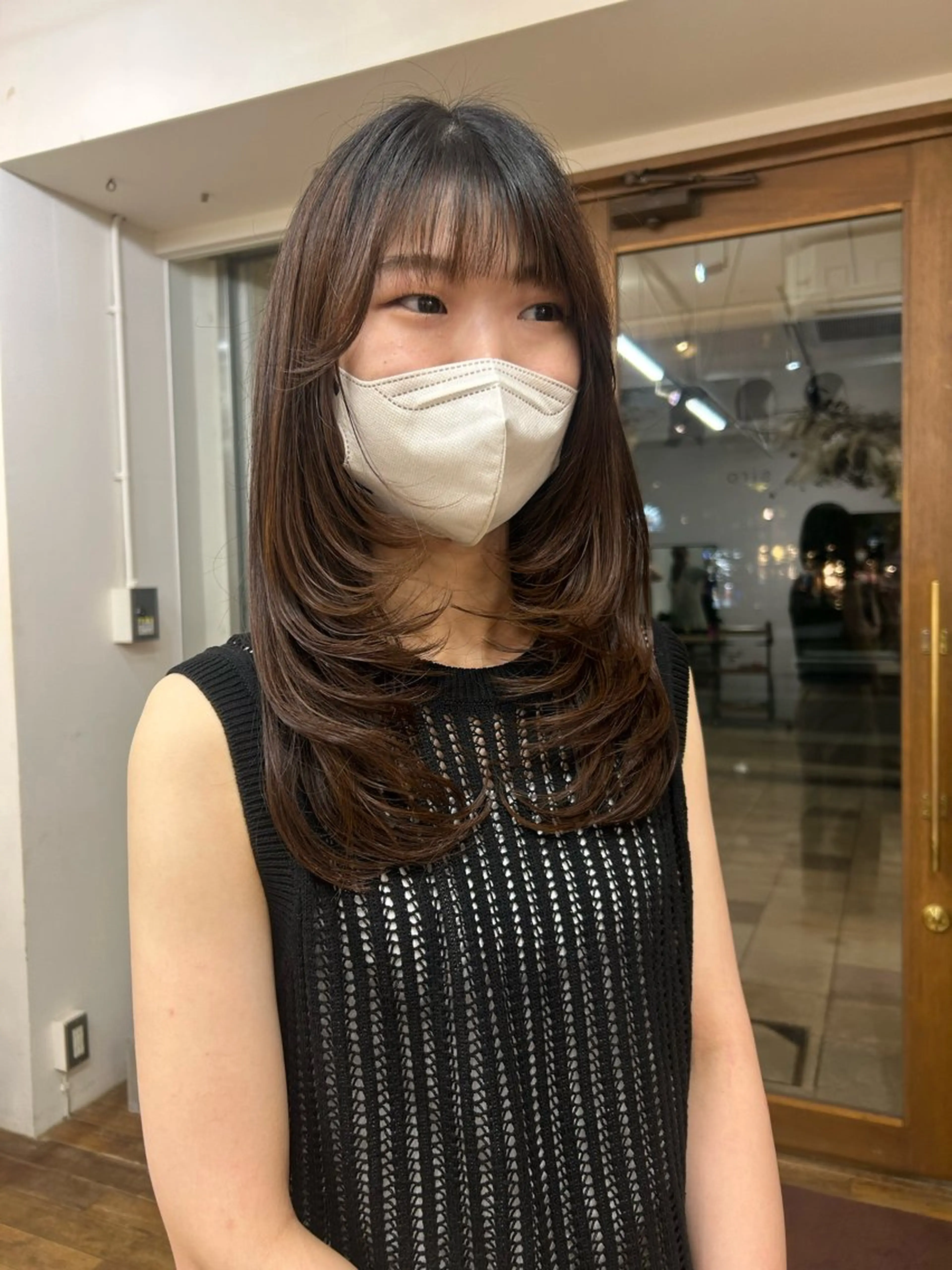 ロング レイヤーカット カット 大阪デザインカラー/ カットモデル募集のヘアスタイル