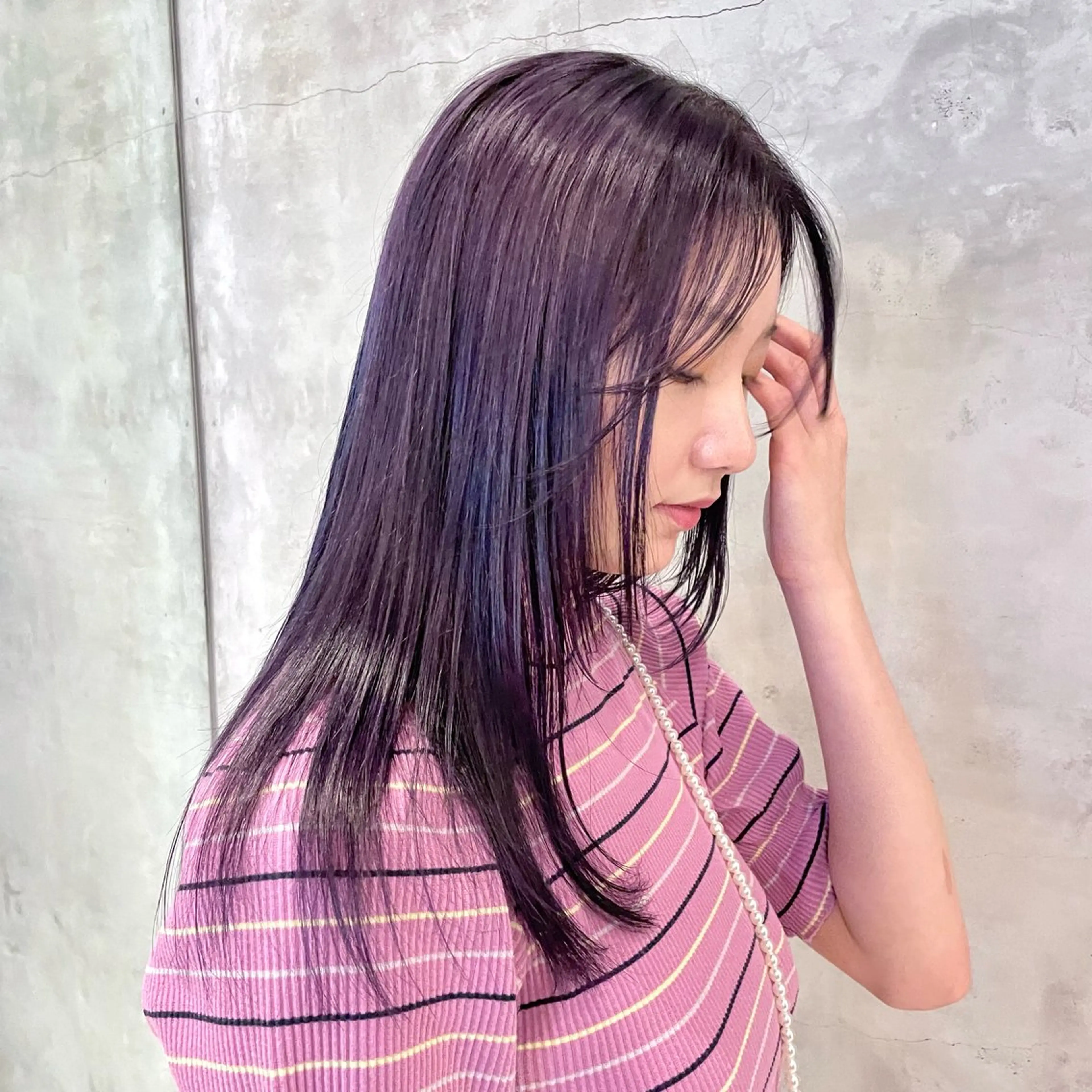 ミディアム カラー ヘアアレンジ 顔周りカット×透明感 カラー💫AINAのヘアスタイル